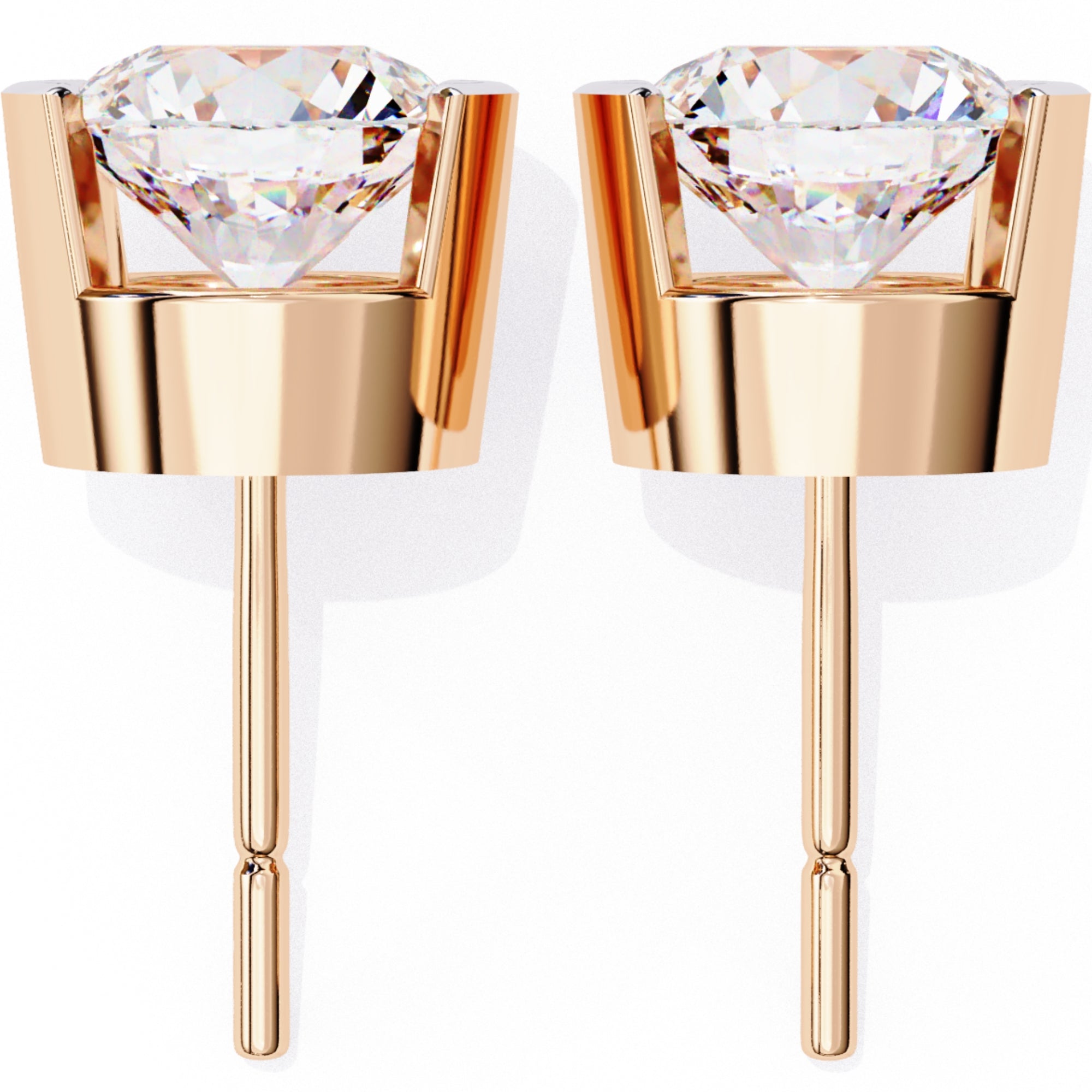 Cercei Stud Bezel Rio din Aur 14k cu Moissanite Tăietură Briliant de 2.5 ct din 14K Aur Galben - Castelo.ro