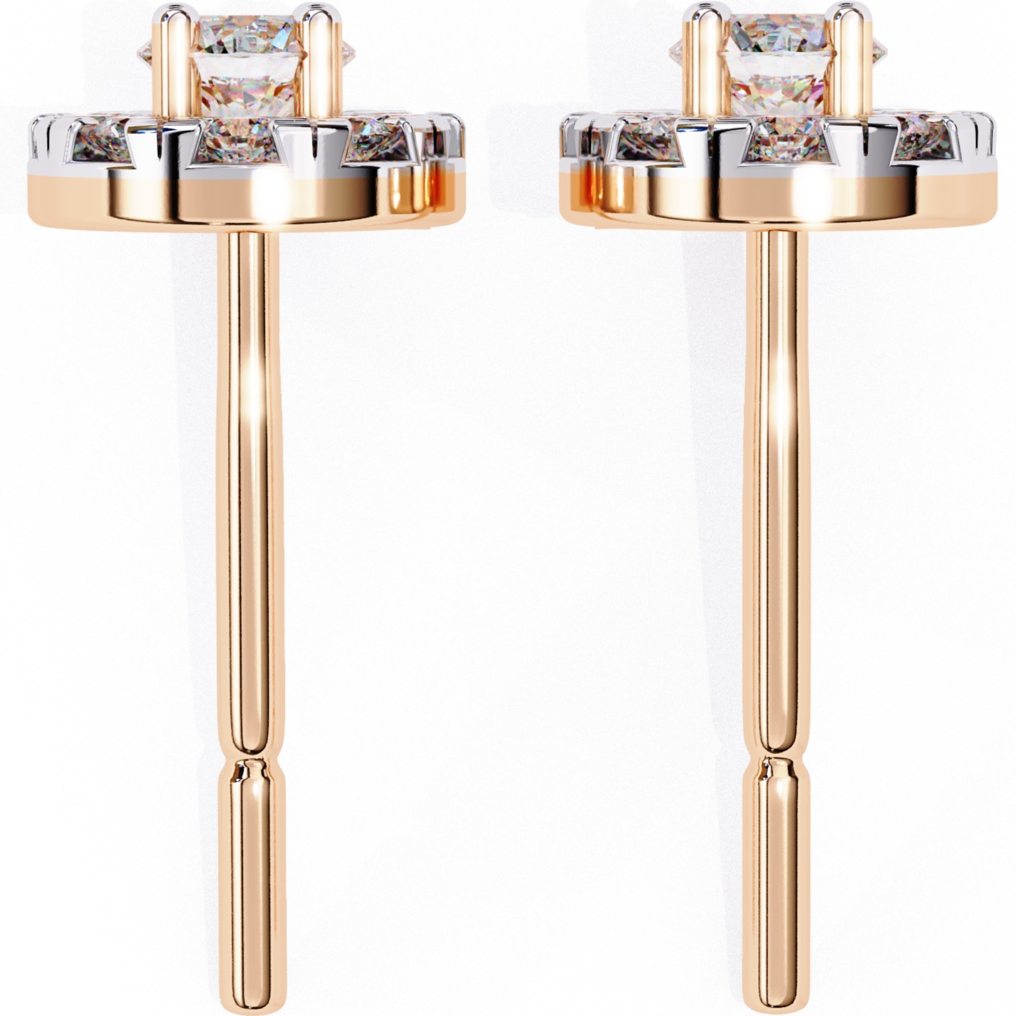 Cercei Stud Fleur din Aur 14k cu Moissanite Tăietură Briliant de 0.26 ct din 14K Aur Roz - Castelo.ro