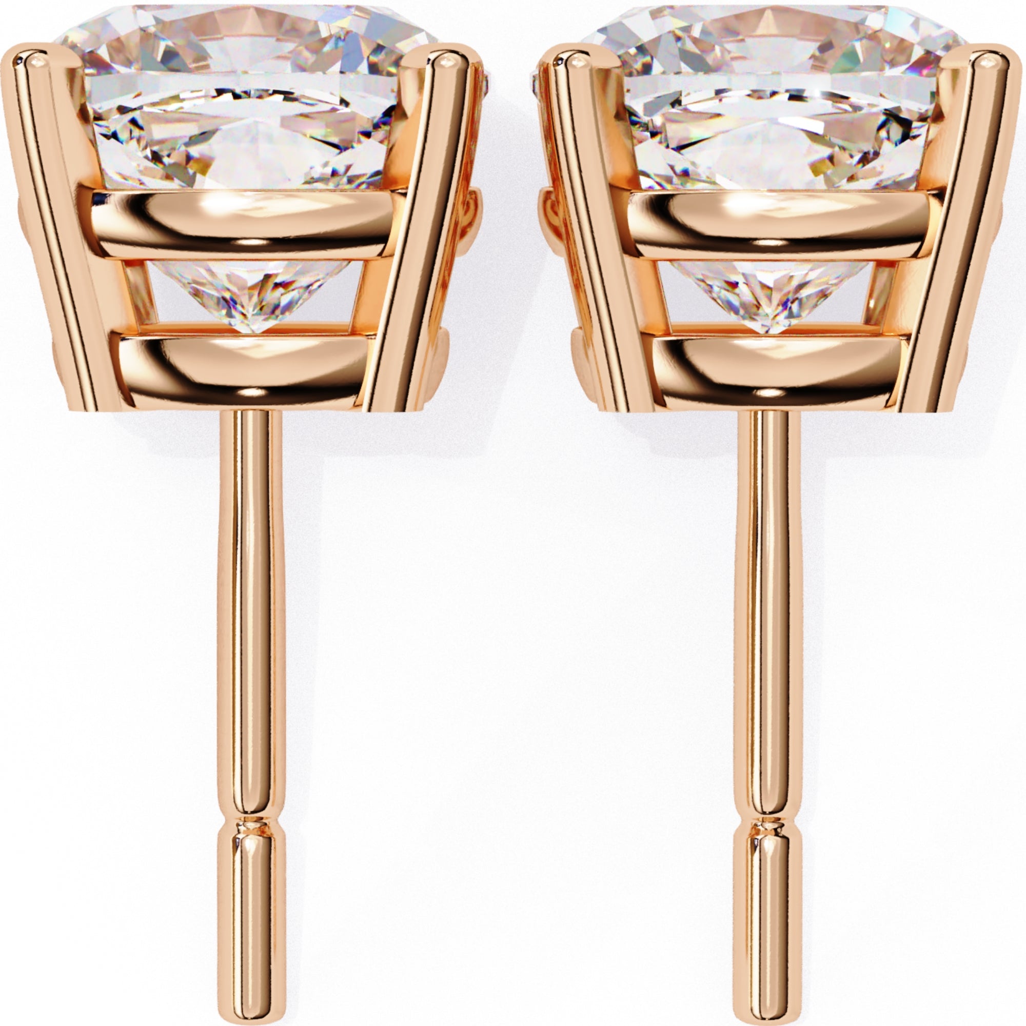 Cercei Stud Majestic cu Moissanite Tăietură Briliant de 2.5 ct din 18K Aur Roz - Castelo.ro