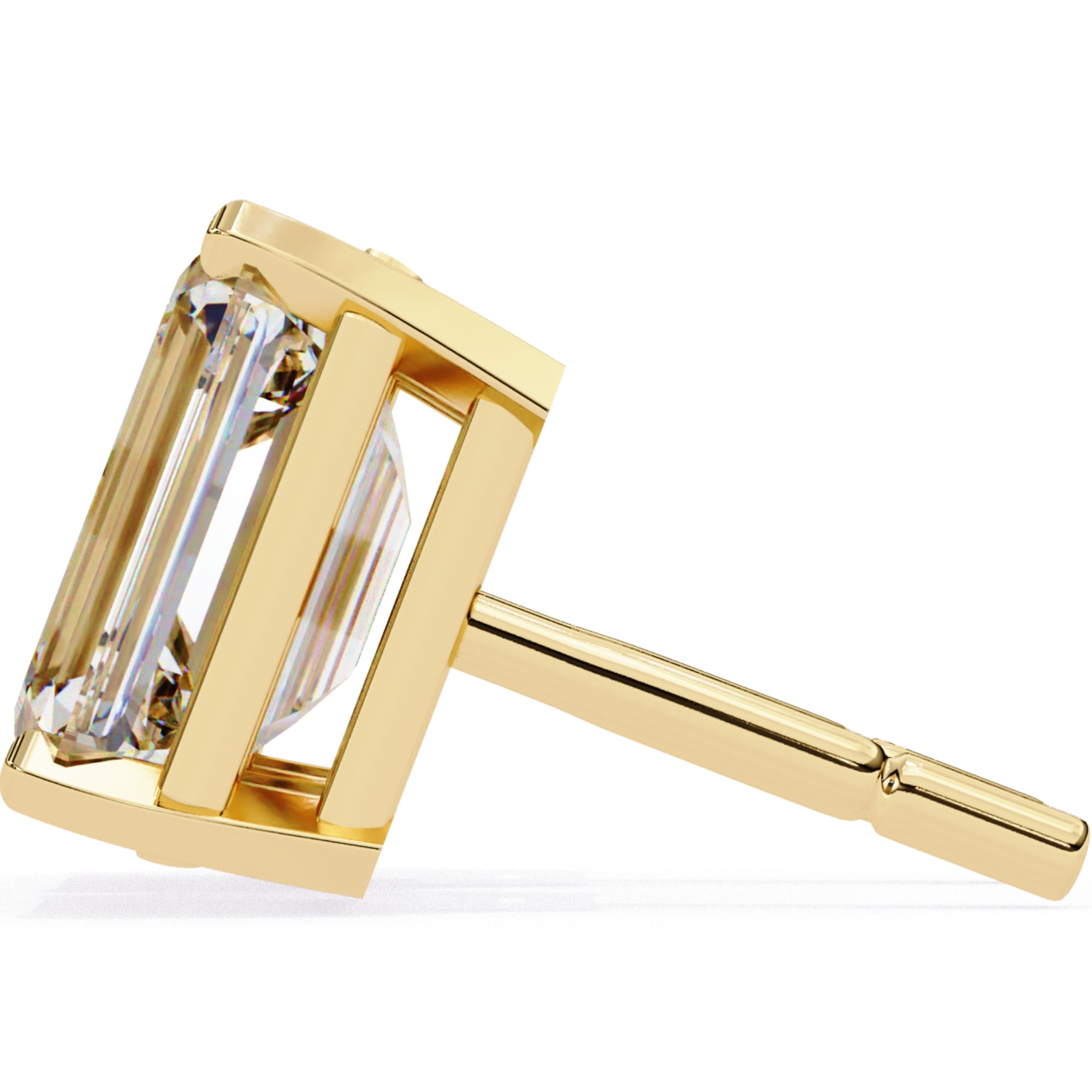 Cercei Stud Noble din Aur 14k cu Moissanite Tăietură Emerald de 2.4 ct