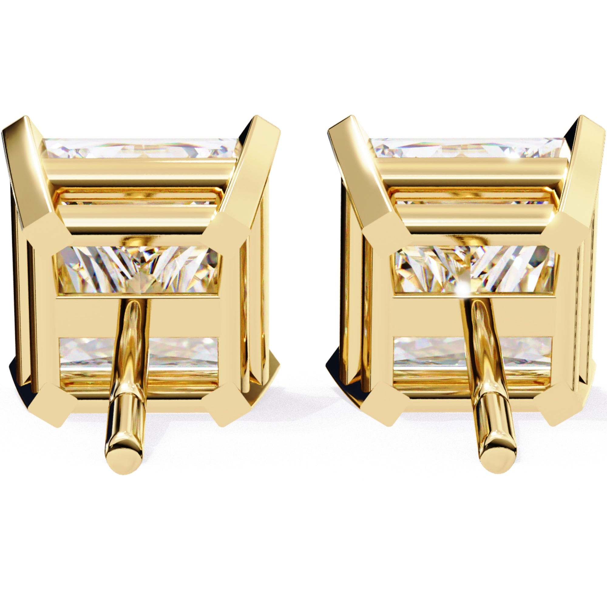 Cercei Stud Imperial din Aur 14k cu Moissanite Tăietură Princess de 3 ct din 14K Aur Galben - Castelo.ro