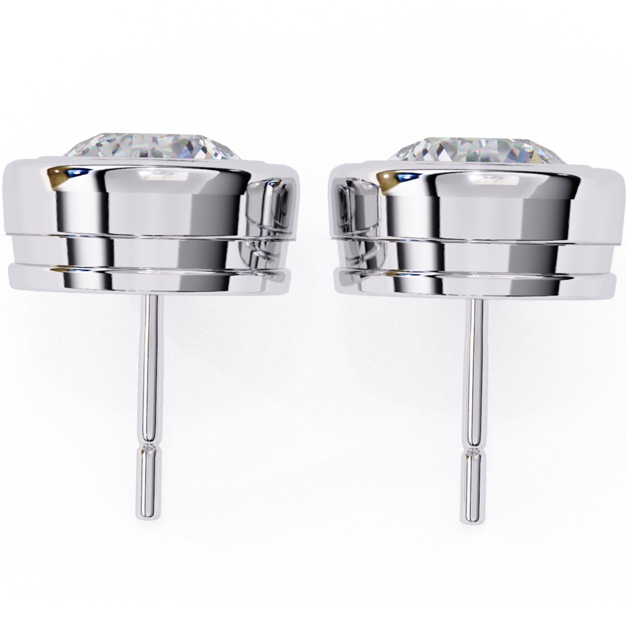 Cercei Stud Bezel din Aur 14k cu Moissanite Tăietură Briliant de 2.5 ct din 14K Aur Alb - Castelo.ro