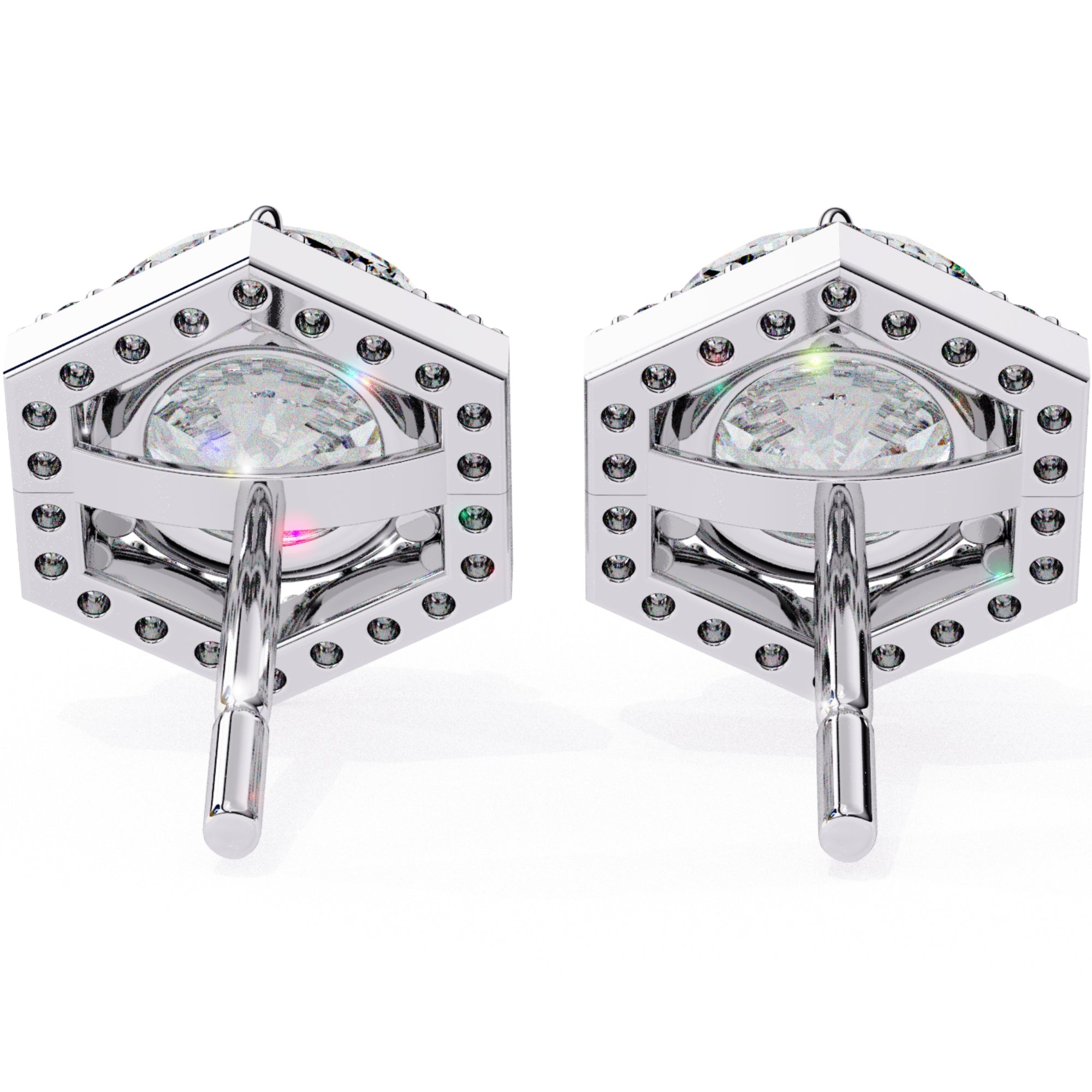 Cercei Hexa Stud Halo cu Diamante Create în Laborator de 2.1 ct din - Castelo.ro