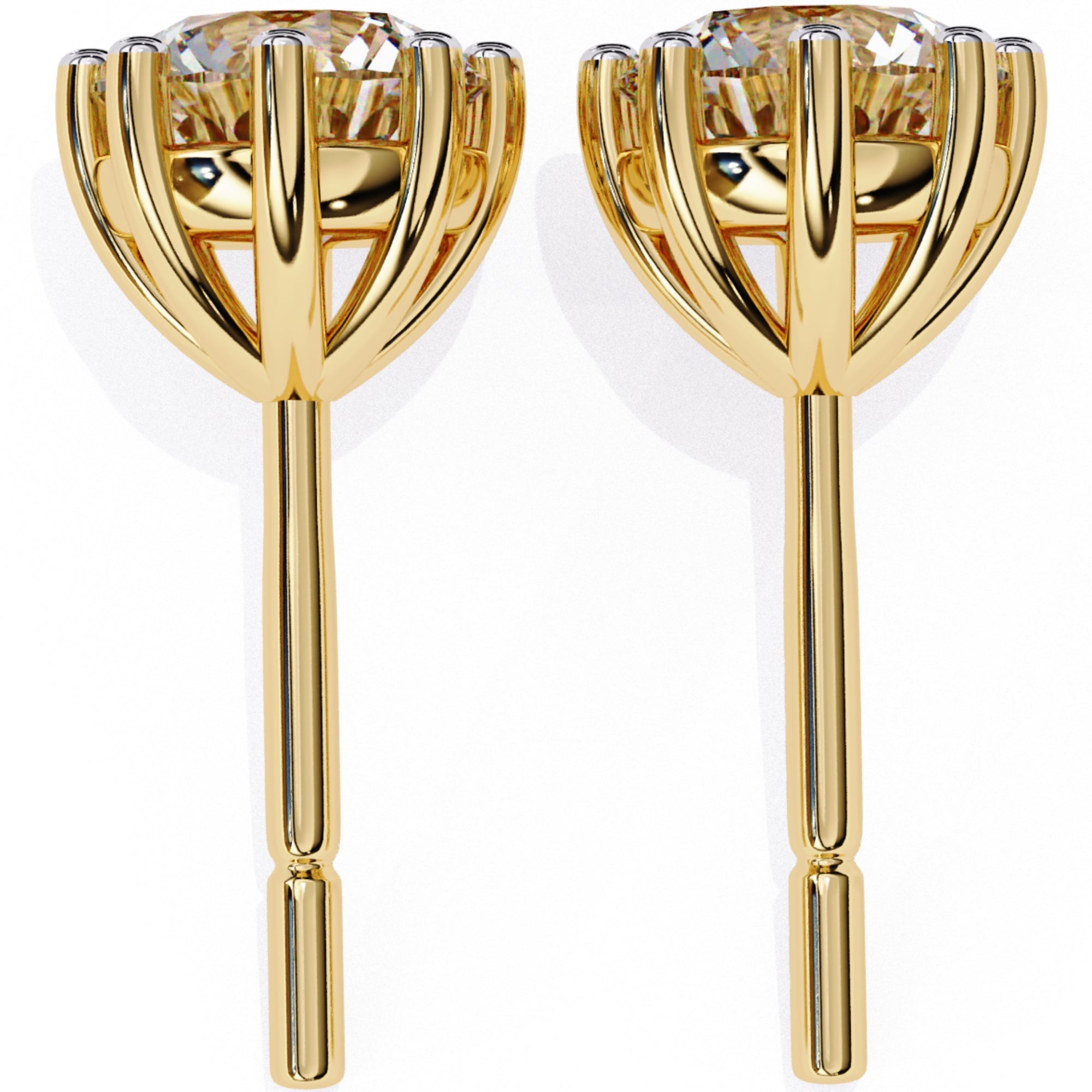 Cercei Solitaire Stud cu Diamante Create în Laborator de 2.57 ct din 18K Aur Galben - Castelo.ro