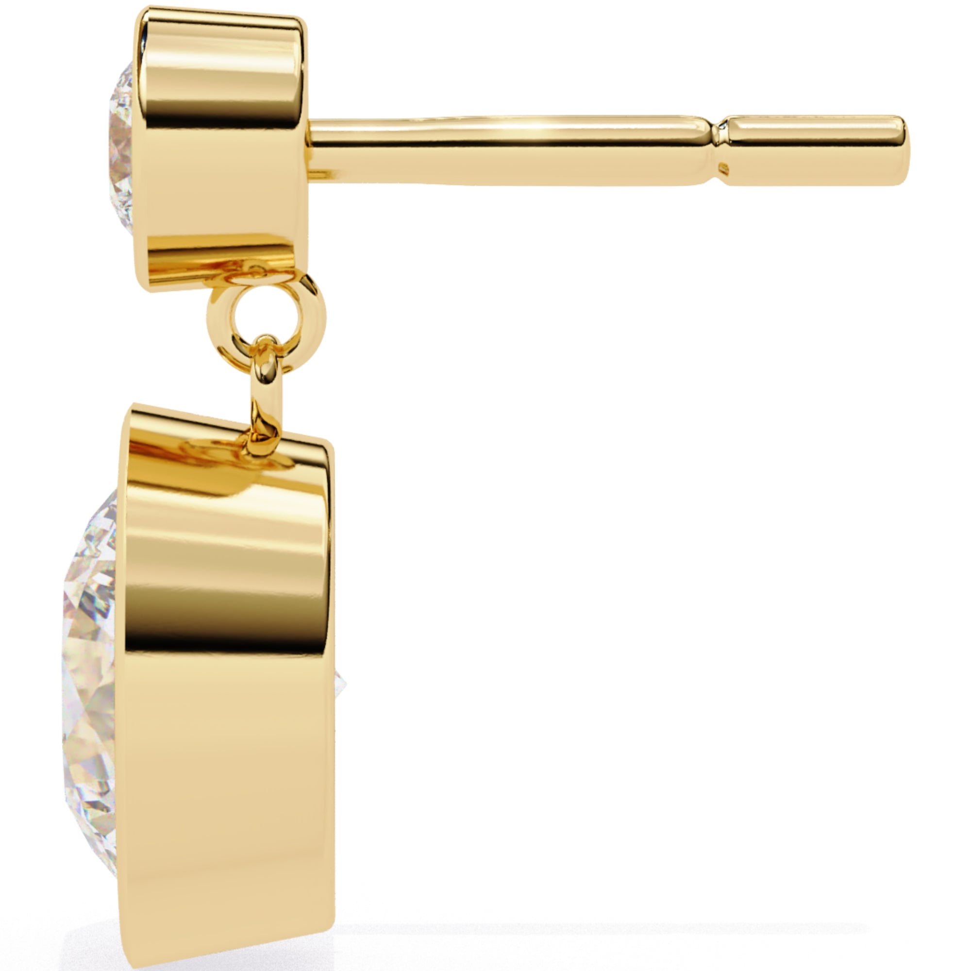 Cercei Solitaire Bezel Drop cu Diamante Create în Laborator de 1.83 ct din 18K Aur Galben - Castelo.ro