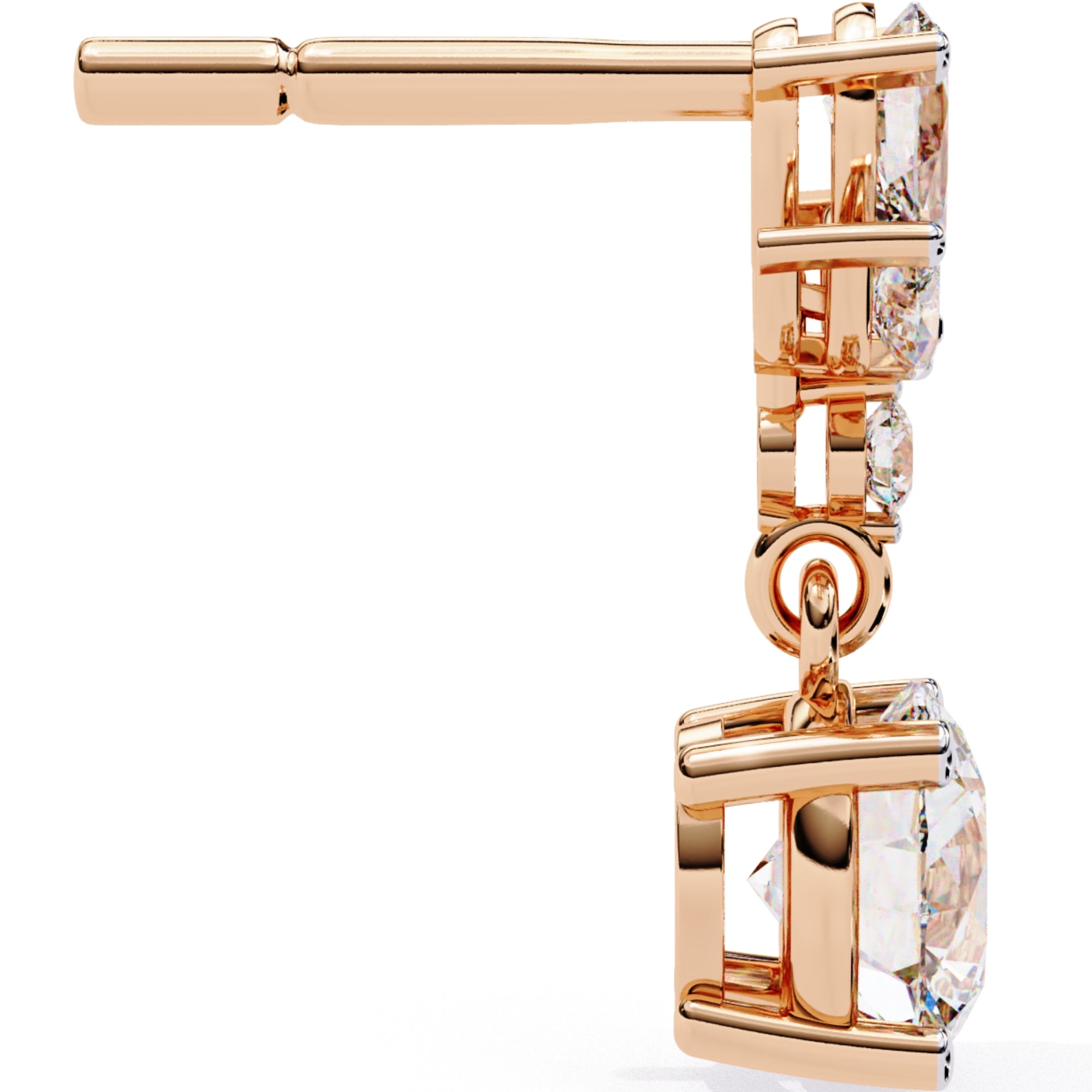 Cercei Stud Solitaire Drop cu Diamante Naturale de 1.16 ct din 18K Aur Roz - Castelo.ro