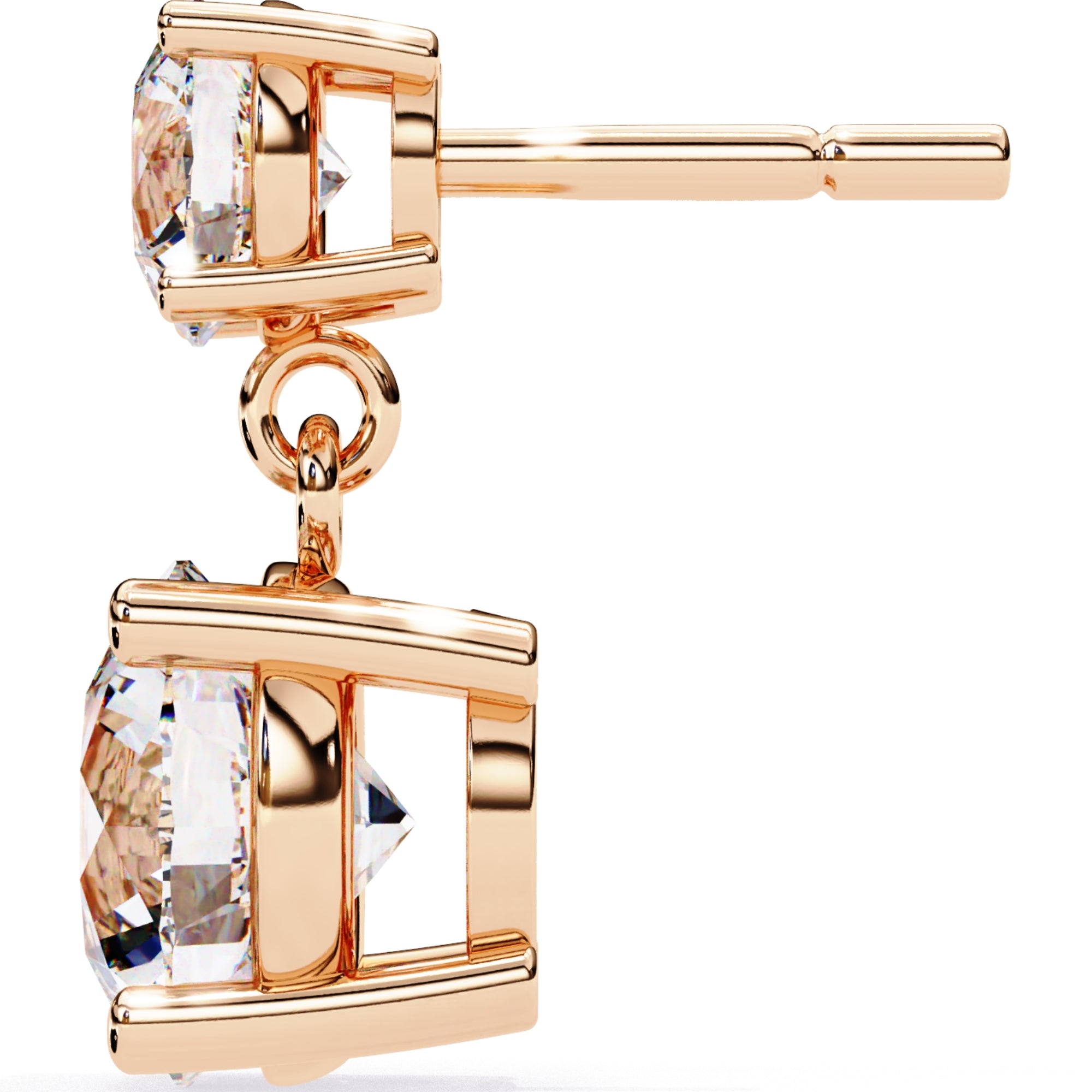 Cercei Drop Stud din Aur 14k Cu Moissanite Tăietură Briliant de 3.7 ct din 14K Aur Roz - Castelo.ro