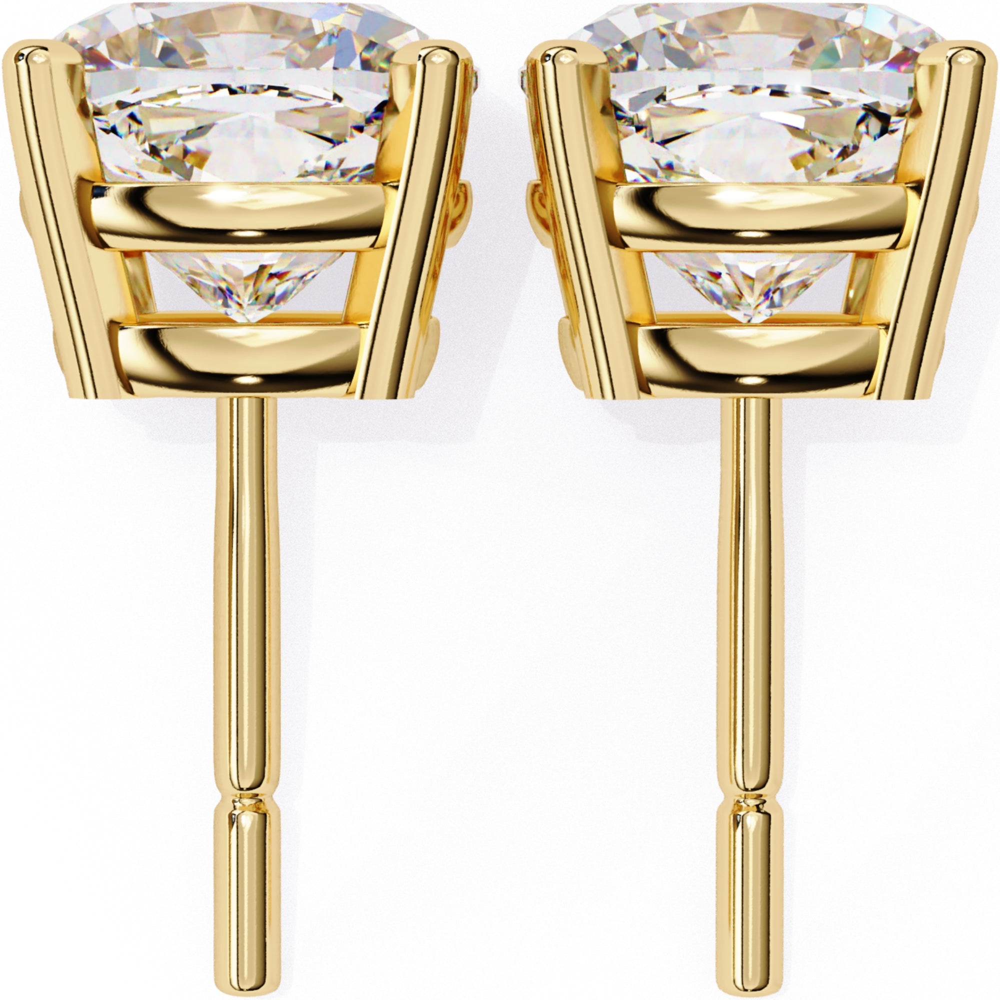 Cercei Stud Majestic cu Moissanite Tăietură Briliant de 2.5 ct din 18K Aur Galben - Castelo.ro