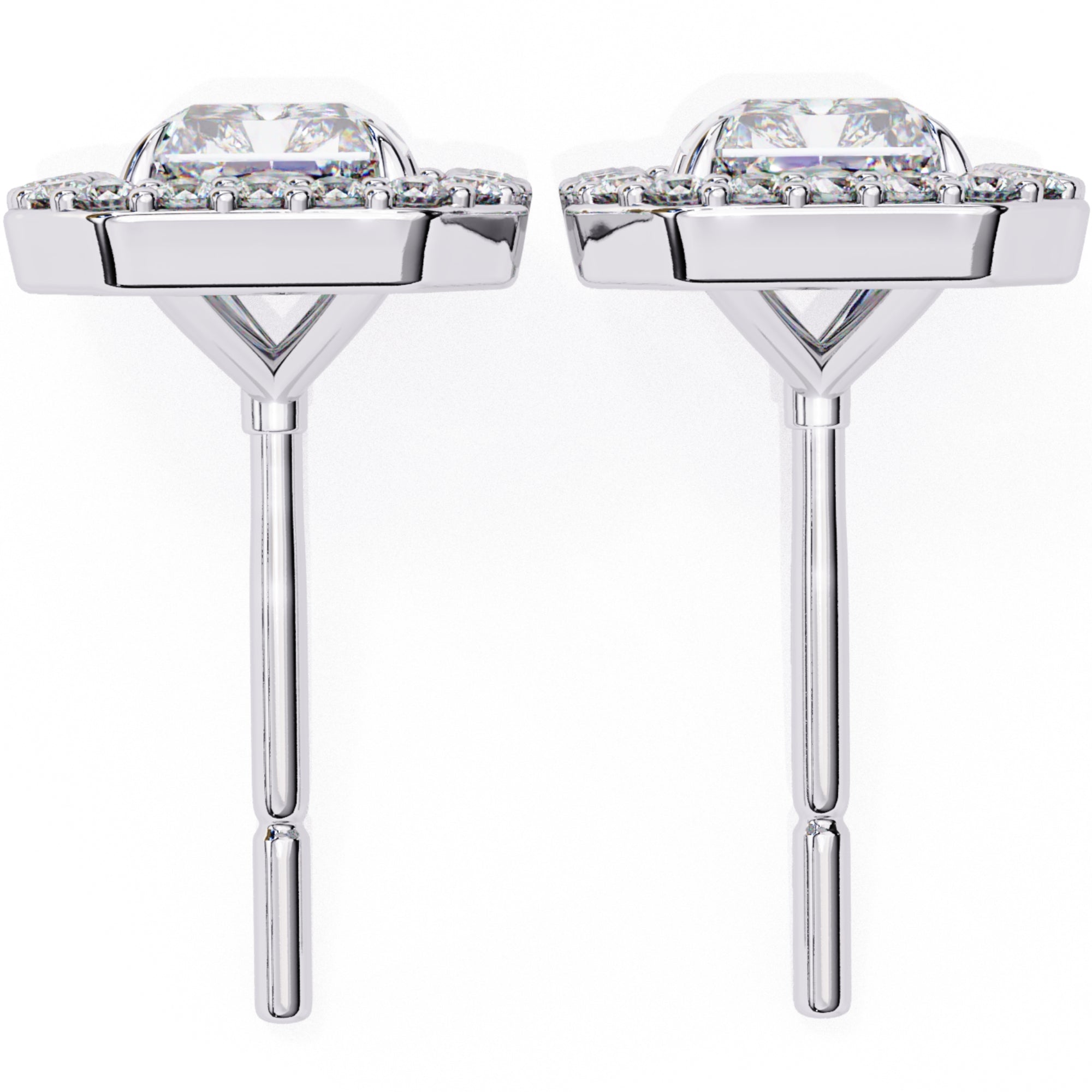 Cercei Stud Radiant Eiffel din Aur 14k cu Moissanite de 0.95 ct din 14K Aur Alb - Castelo.ro