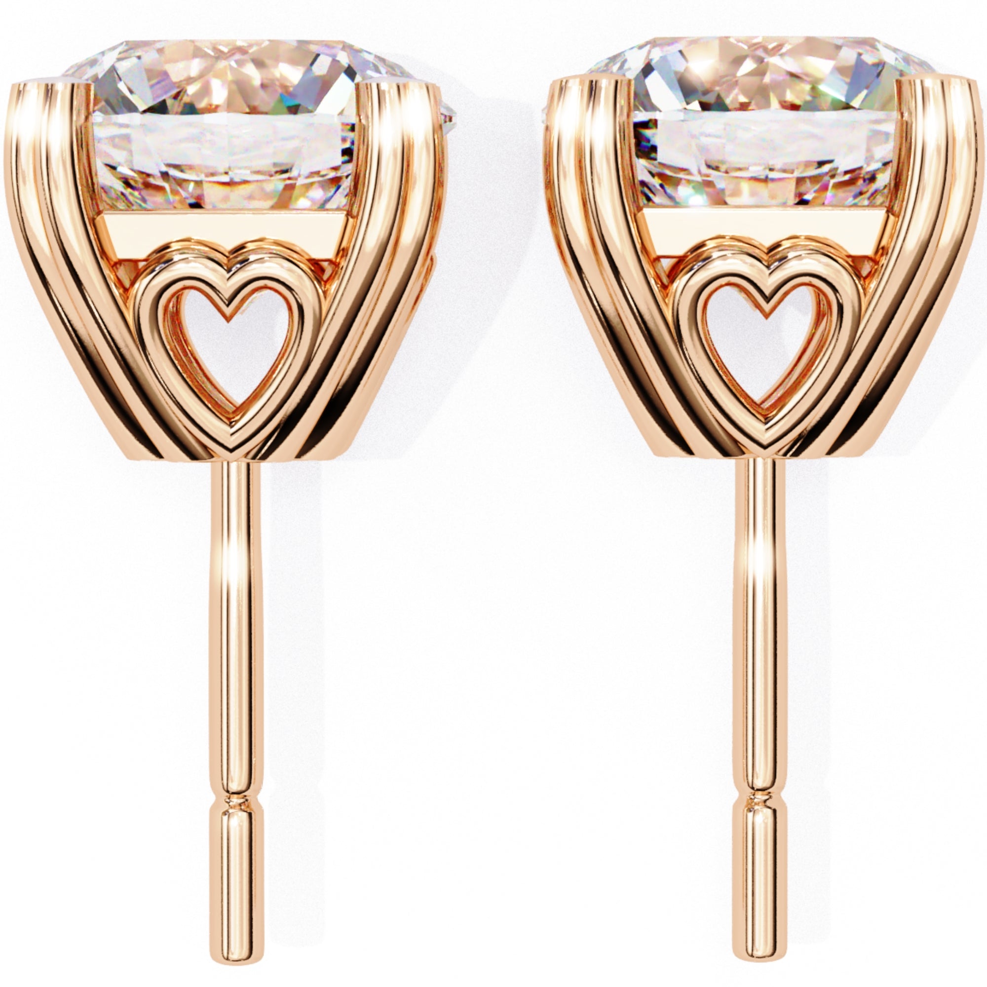 Cercei Stud Solitaire Heart din Aur 14k cu Moissanite de 2.57 ct