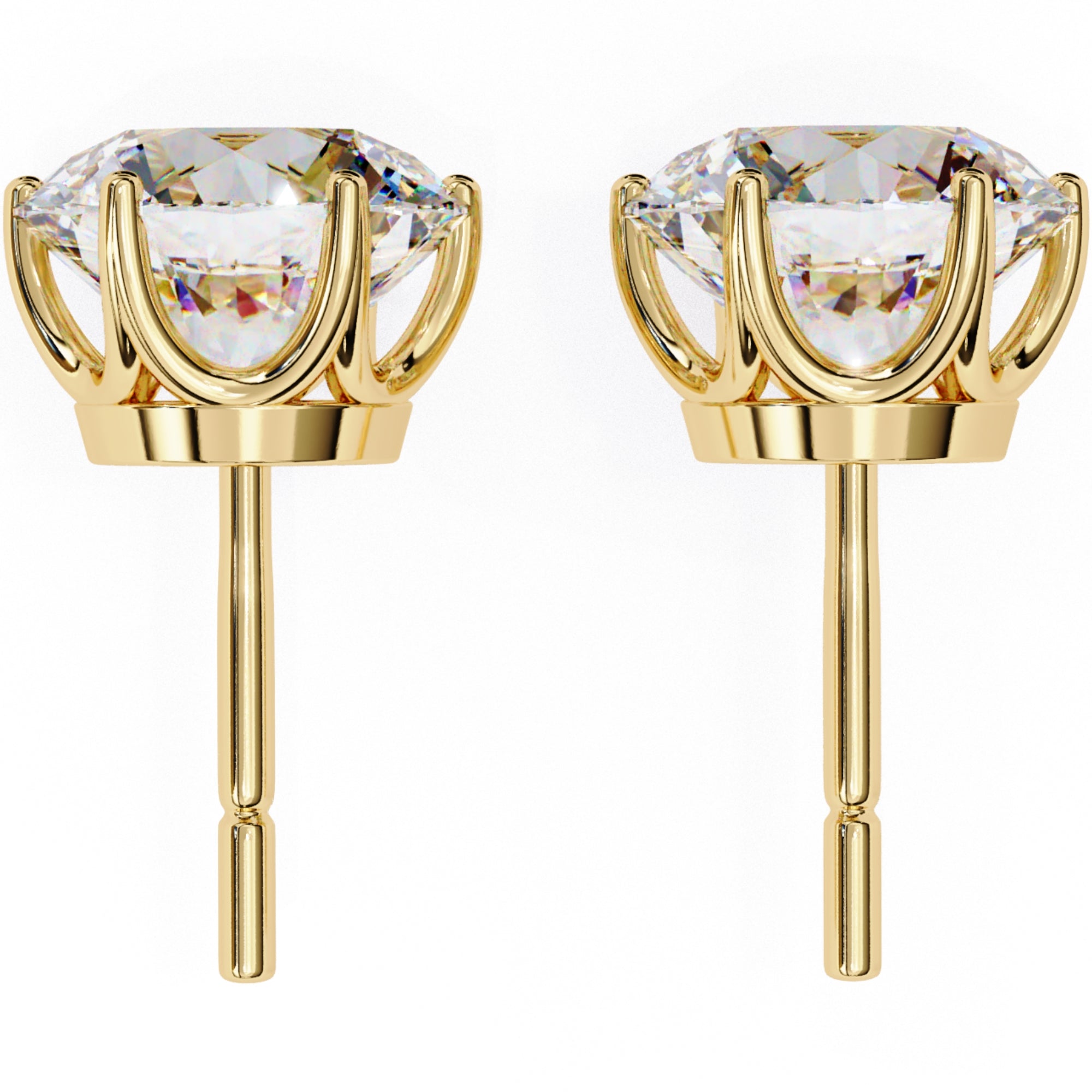 Cercei Stud Majestic din Aur 14k cu Moissanite Tăietură Briliant de 2.5 ct