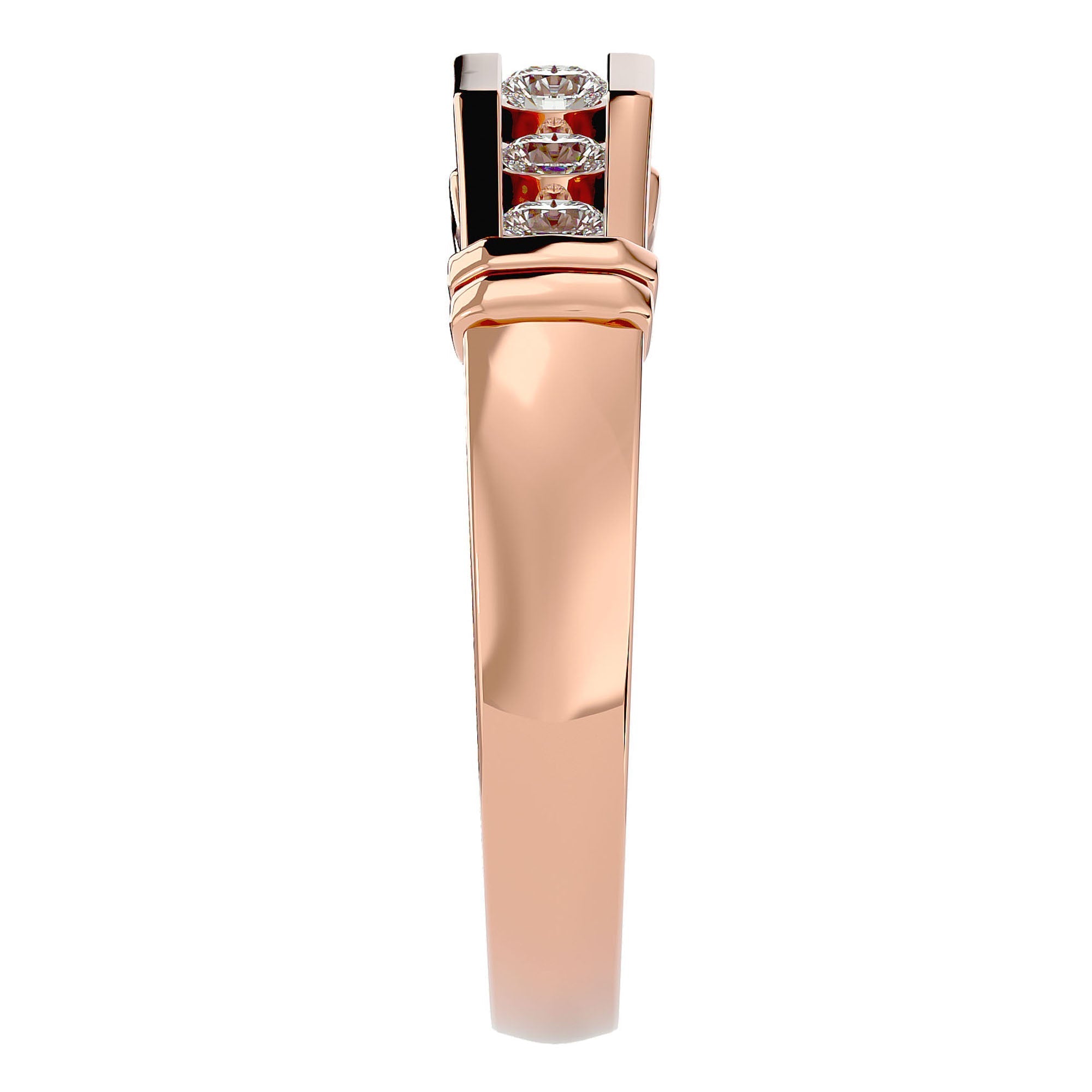 Inel Radiant din Aur 14k cu Diamante Create în Laborator de 0.51 ct din 14k Aur Roz - Castelo.ro