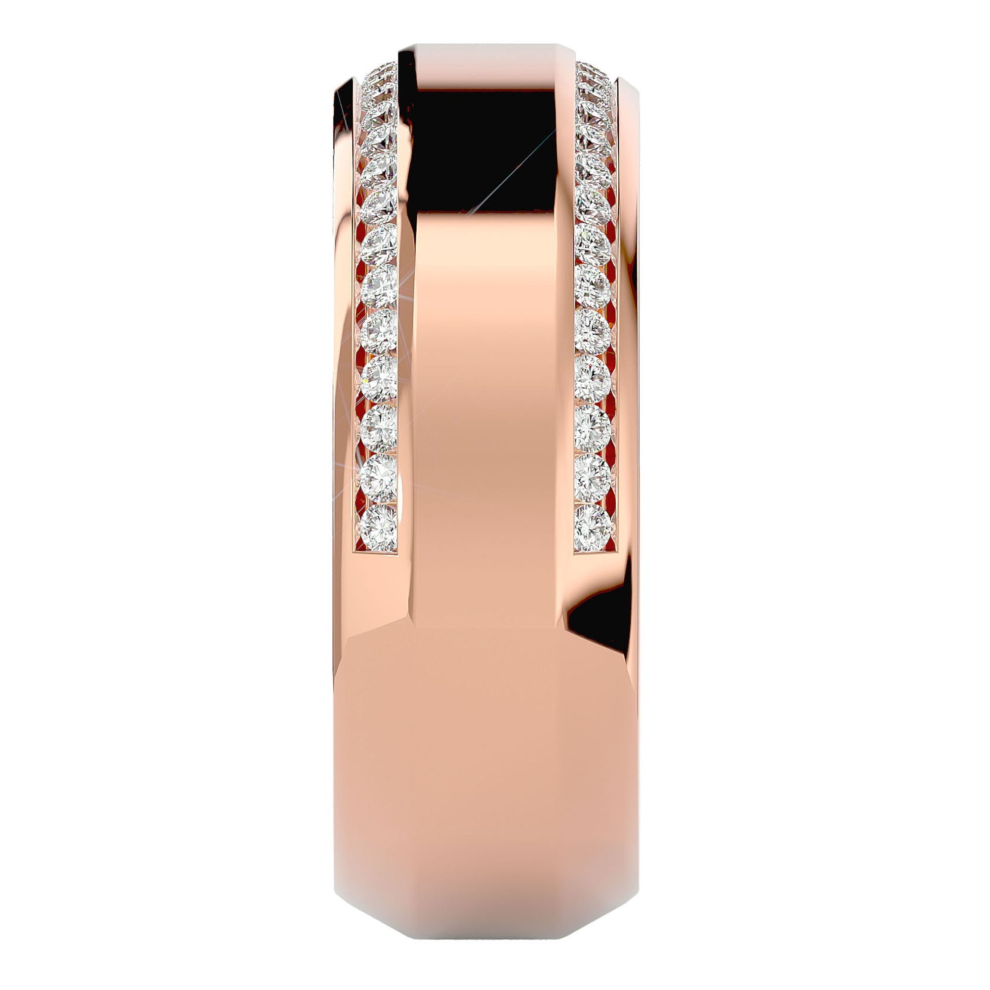 Verighetă cu Bandă De Diamante Create în Laborator de 0.53 ct din 18k Aur Roz - Castelo.ro