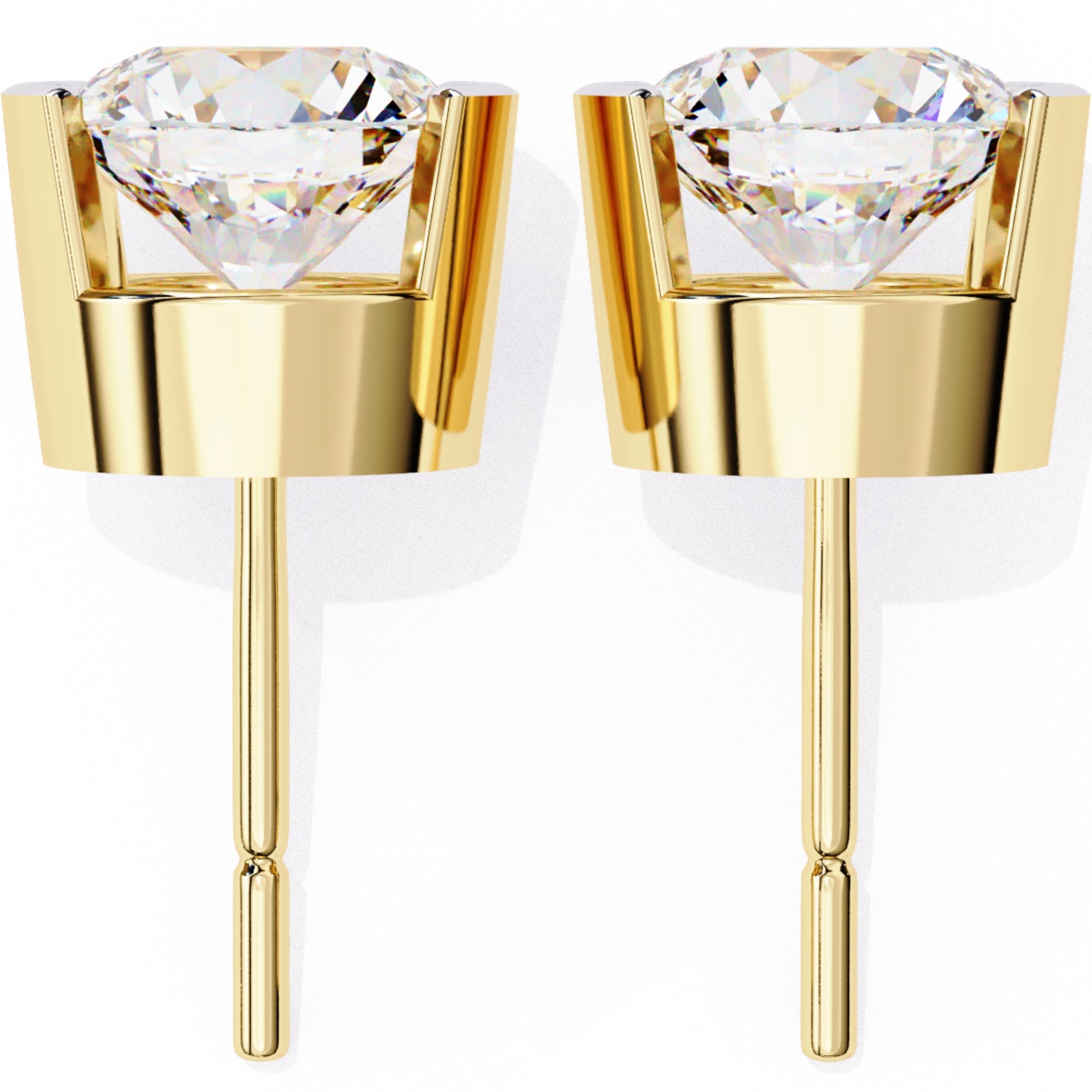 Cercei Stud Bezel Rio din Aur 14k cu Moissanite Tăietură Briliant de 2.5 ct din 14K Aur Alb - Castelo.ro