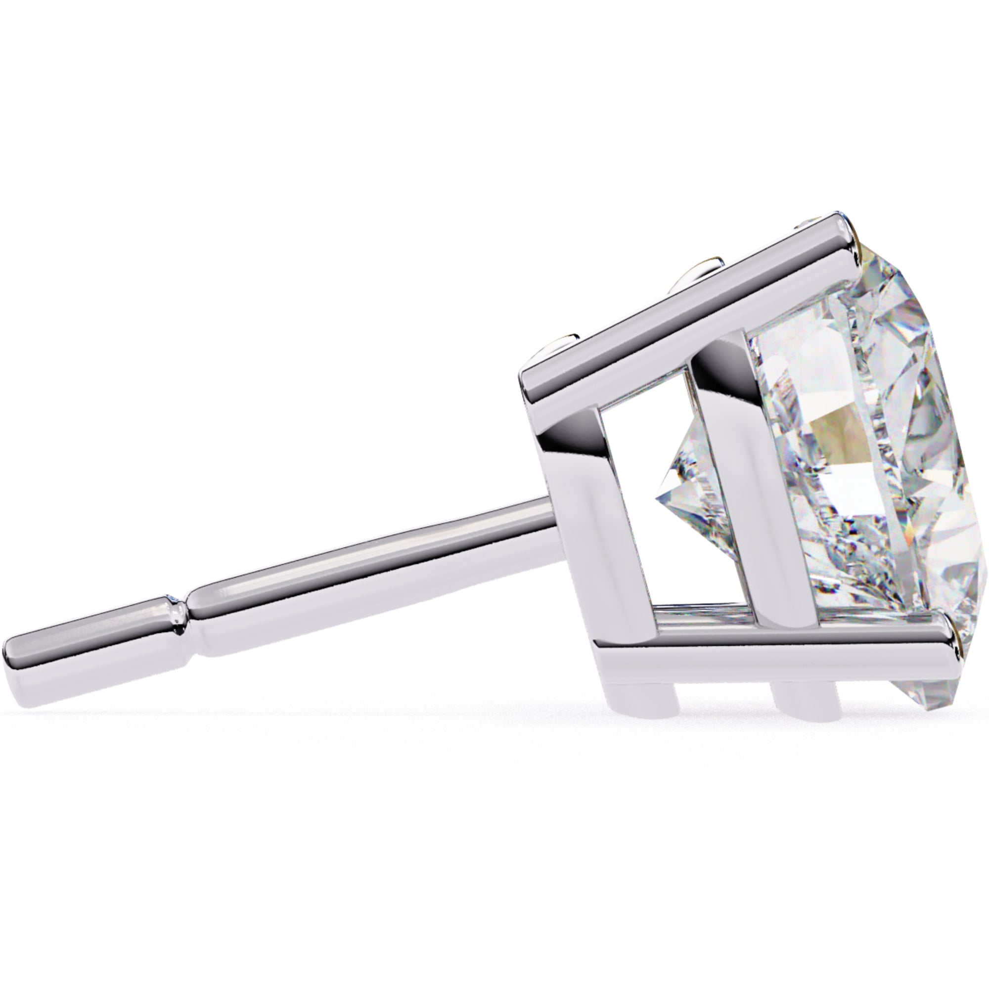 Cercei Stud Inima din Aur 14k cu Moissanite Tăietură Heart de 2.4 ct din 14K Aur Alb - Castelo.ro