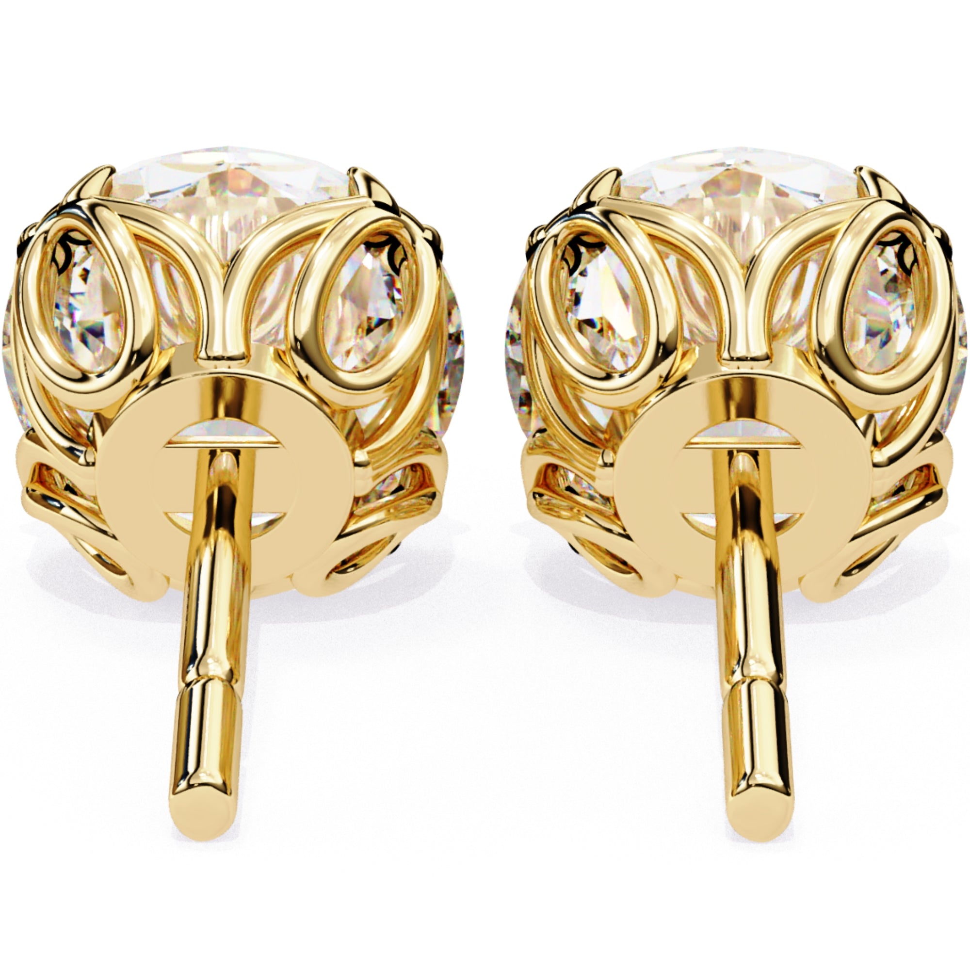 Cercei Stud Excalibur cu Moissanite Tăietură Briliant de 2.5 ct din 18K Aur Galben - Castelo.ro