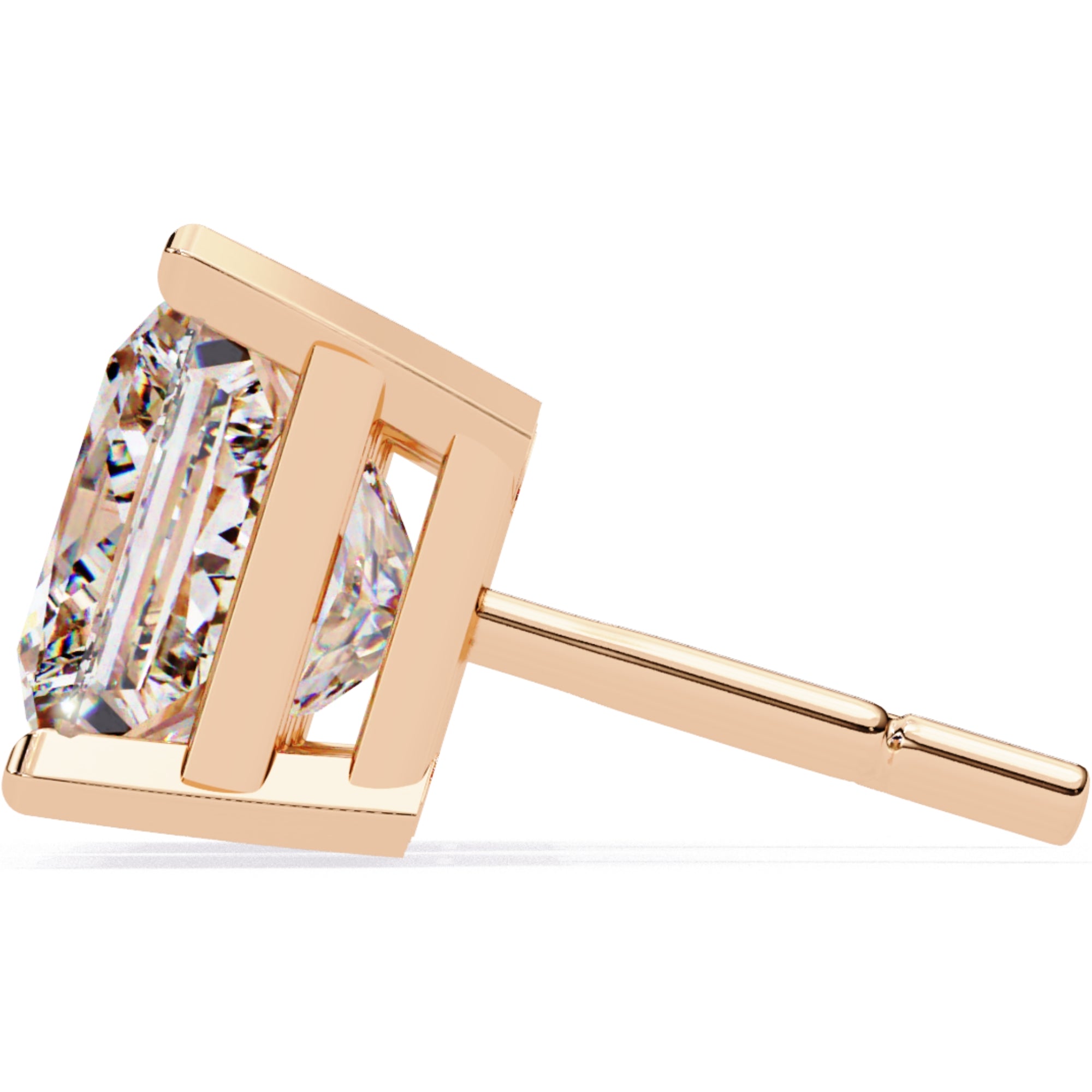Cercei Stud Imperial din Aur 14k cu Moissanite Tăietură Princess de 3 ct din 14K 8K Aur Roz - Castelo.ro
