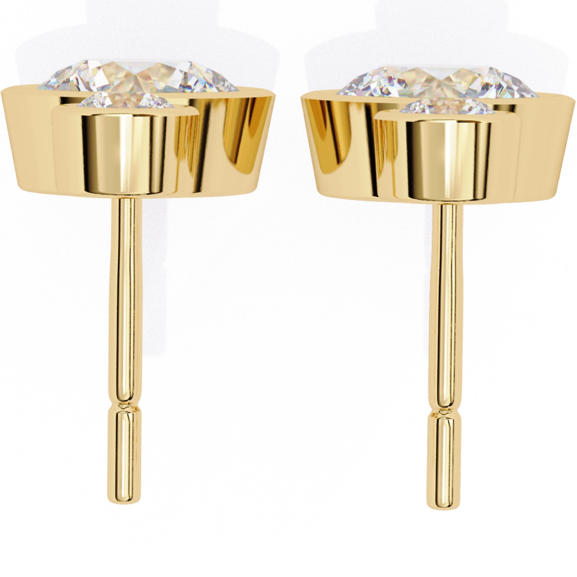 Cercei Solitaire Bezel Drop cu Diamante Create în Laborator de 1.83 ct din 18K Aur Galben - Castelo.ro