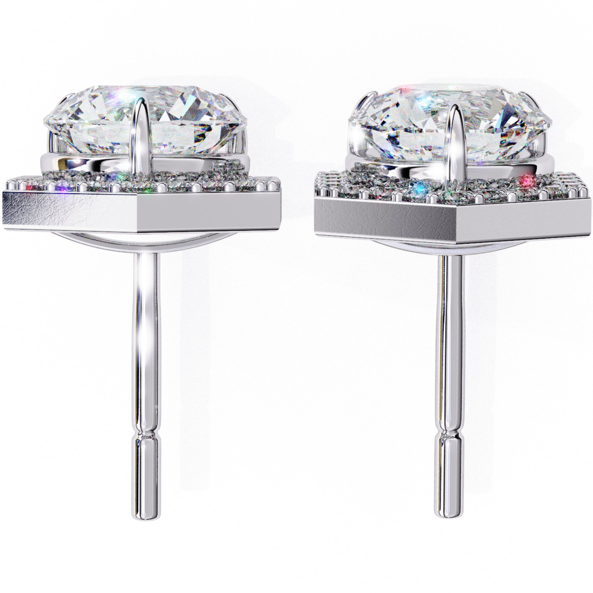 Cercei Hexa Stud Halo cu Diamante Create în Laborator de 2.1 ct din - Castelo.ro