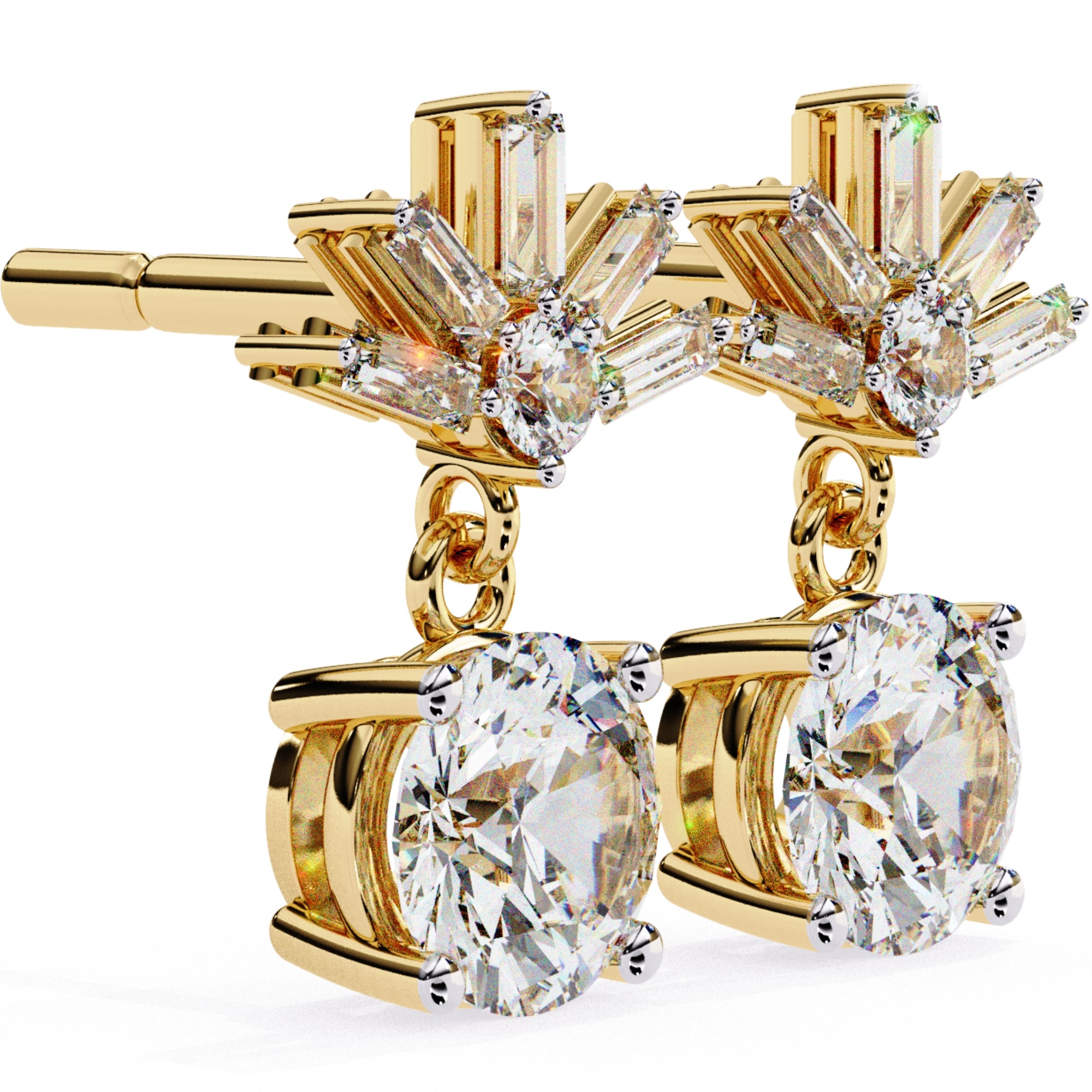 Cercei Aqua D&#39;Azure cu Diamante Create în Laborator de 0.86 ct din 18K Aur Galben - Castelo.ro