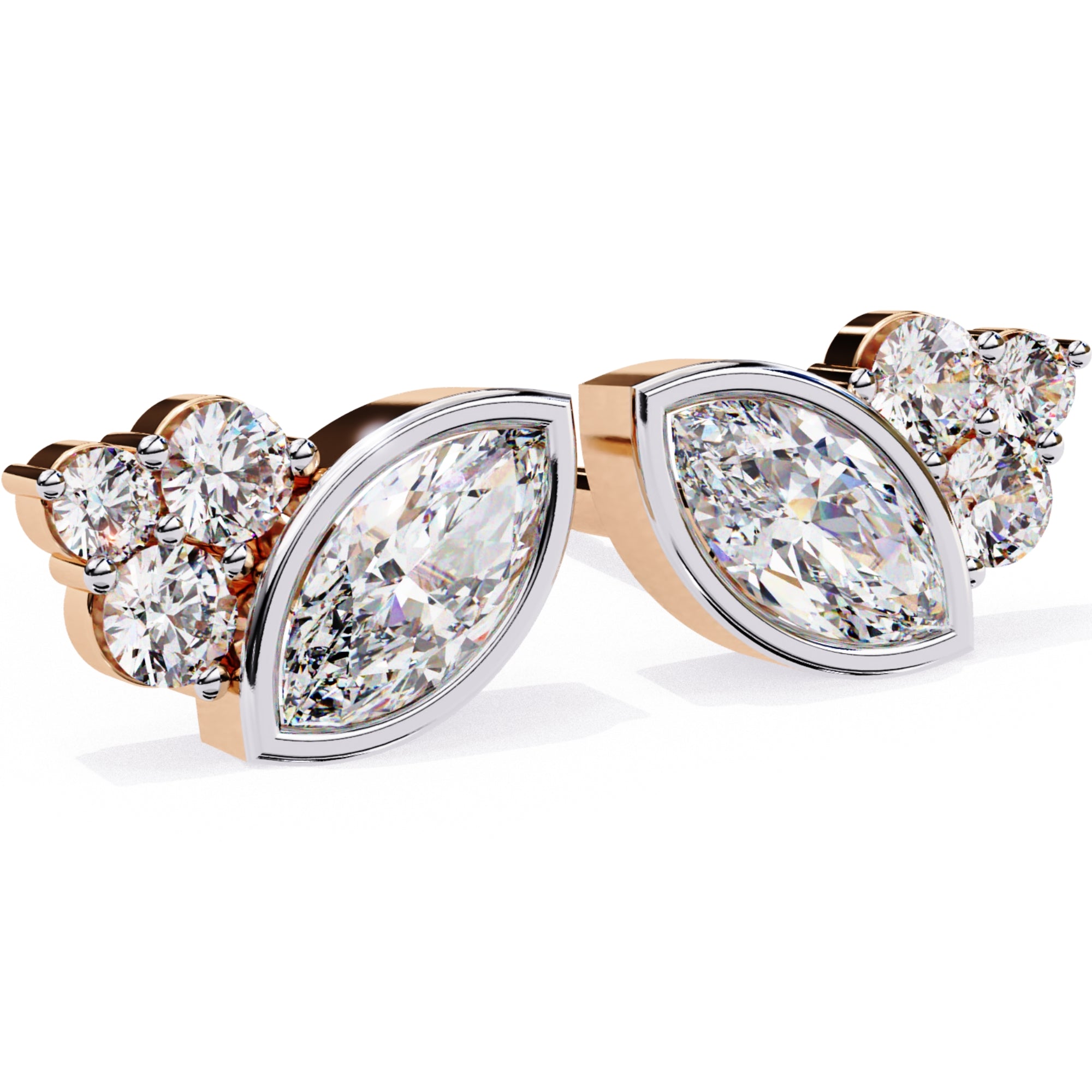 Cercei Stud Minimalist Luna din Aur 14k cu Moissanite de 0.47 ct