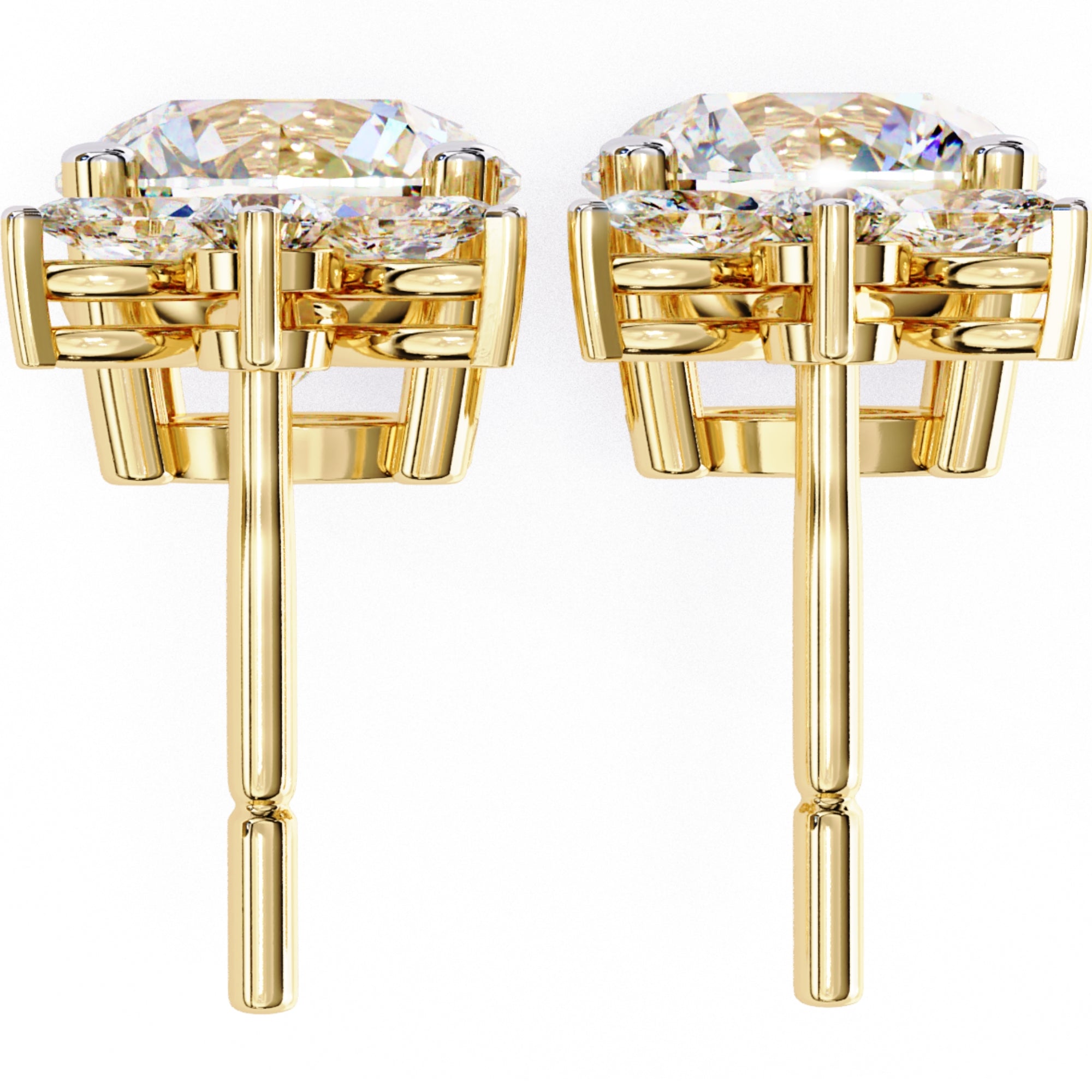 Cercei Stud Royal Solitaire Drop din Aur 14k cu Moissanite de 2.02 ct