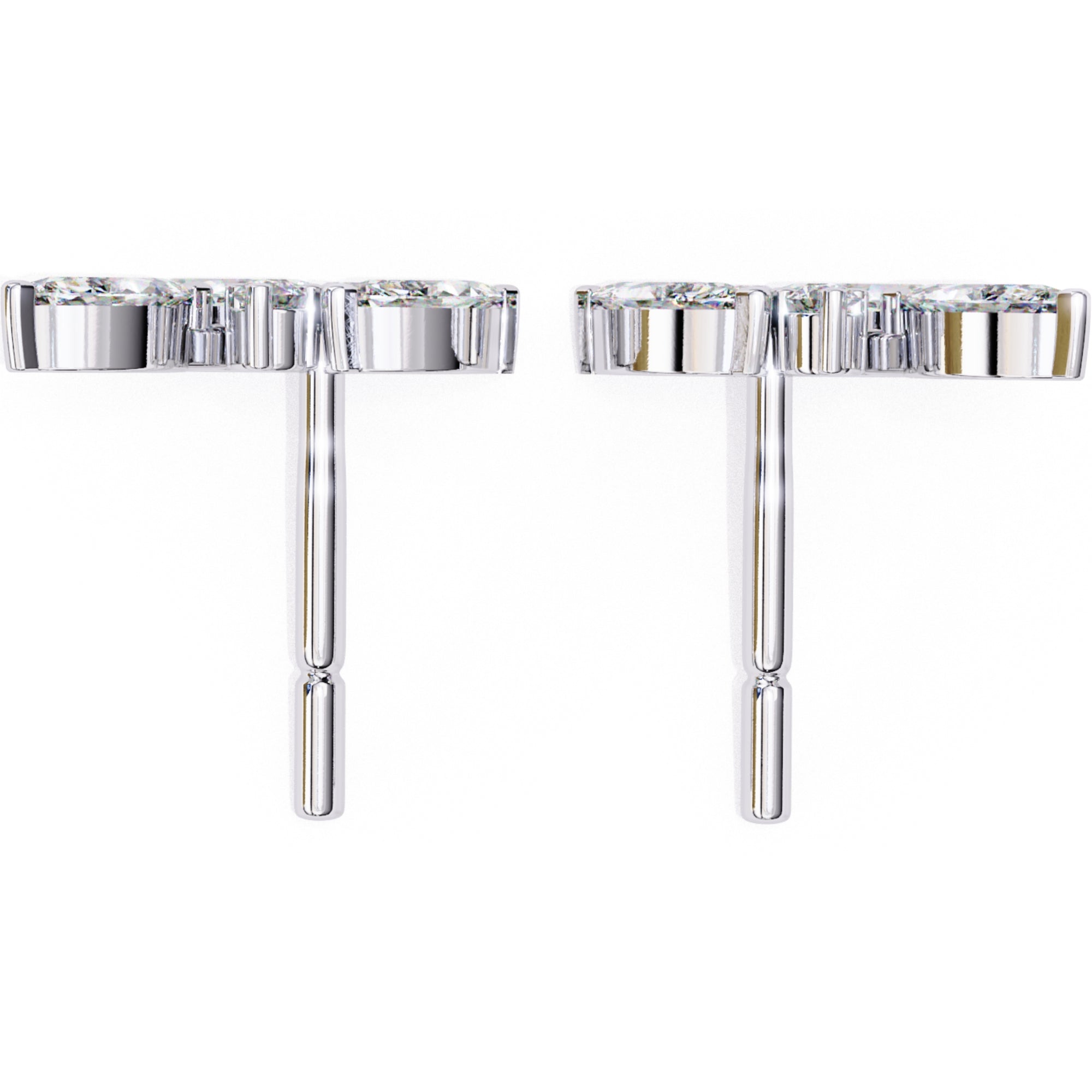 Cercei Stud Floral Branch din Aur 14k cu Diamante Create în Laborator de 0.35 ct din 14K Aur Alb - Castelo.ro