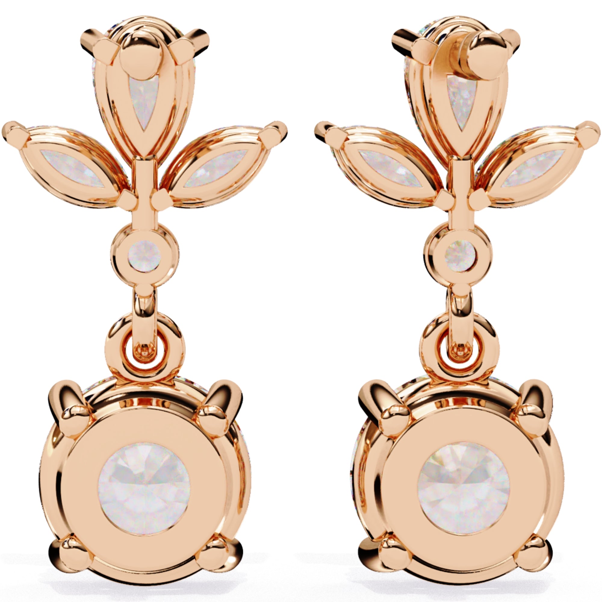 Cercei Stud Solitaire Drop cu Diamante Naturale de 1.16 ct din 18K Aur Roz - Castelo.ro