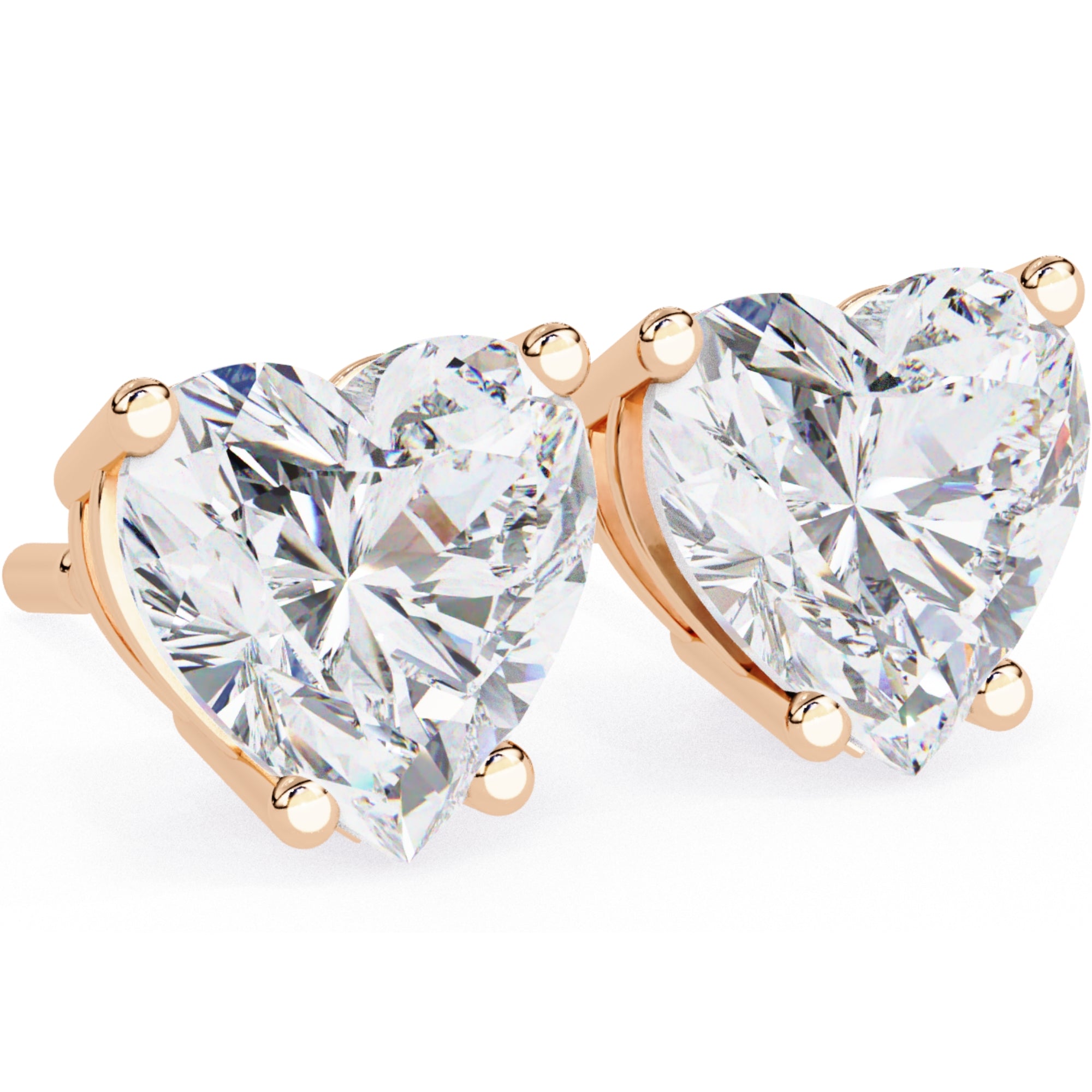 Cercei Stud Inima din Aur 14k cu Moissanite Tăietură Heart de 2.4 ct din 14K Aur Roz - Castelo.ro