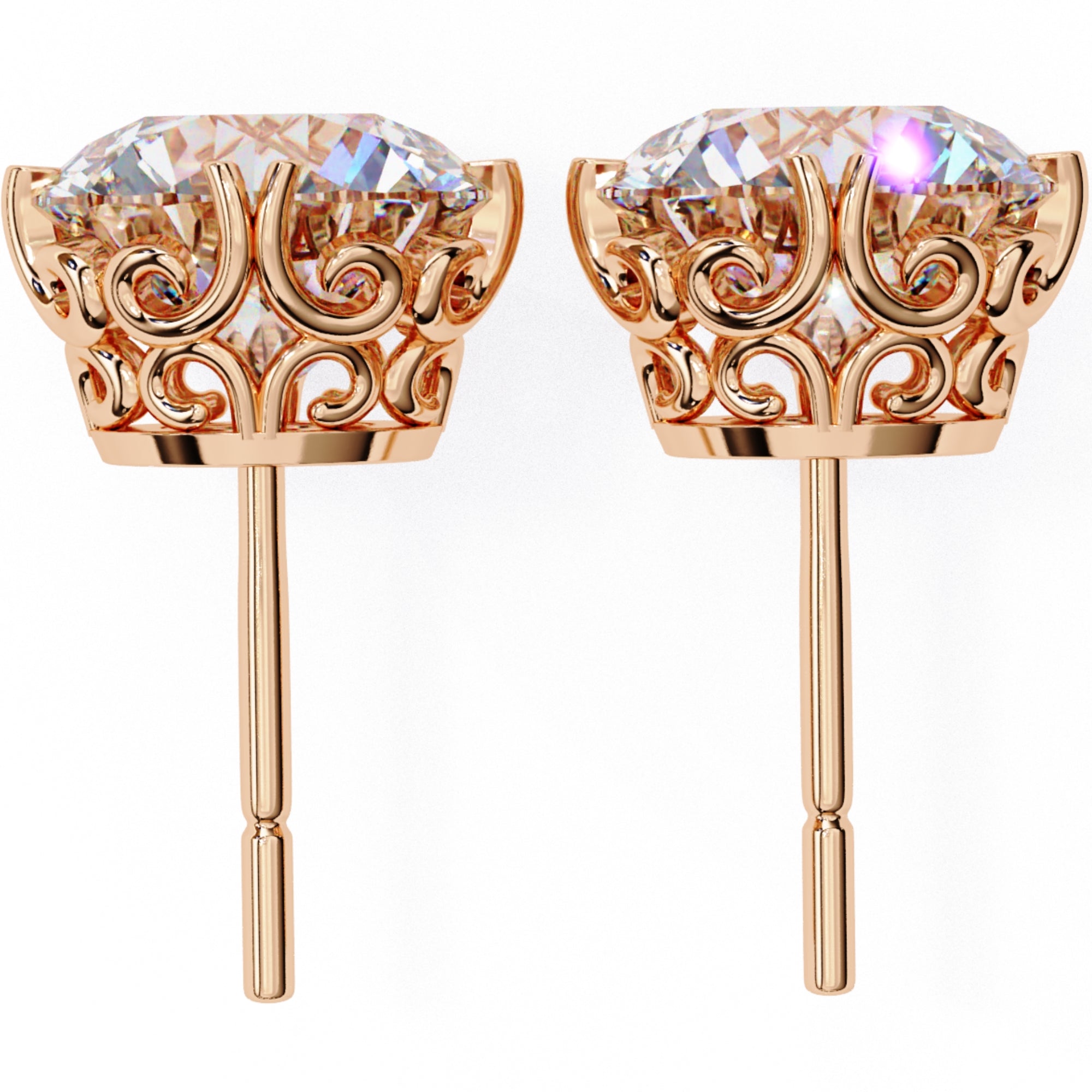 Cercei Stud La Reina cu Moissanite Tăietură Briliant de 2.5 ct din 18K Aur Roz - Castelo.ro