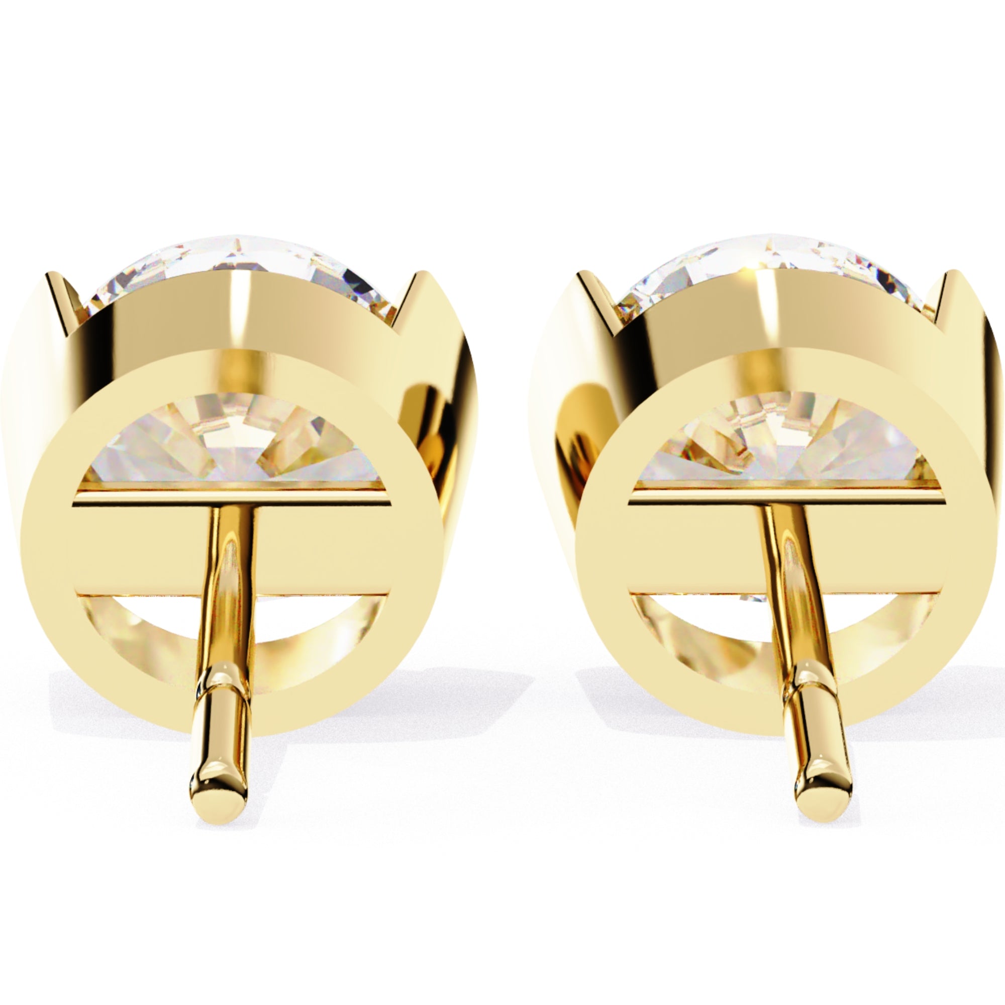 Cercei Stud Bezel Rio din Aur 14k cu Moissanite Tăietură Briliant de 2.5 ct din 14K Aur Alb - Castelo.ro