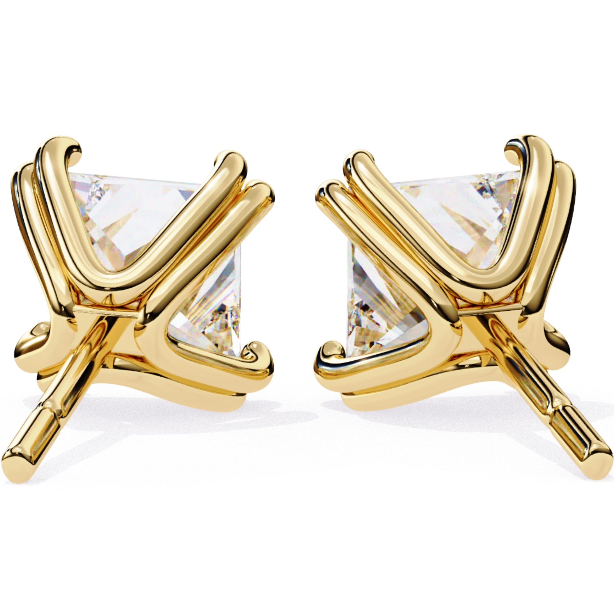 Cercei Stud Lumiere din Aur 14k cu Diamante Create în Laborator Tăietură Princess de 3 ct din 14K Aur Galben - Castelo.ro