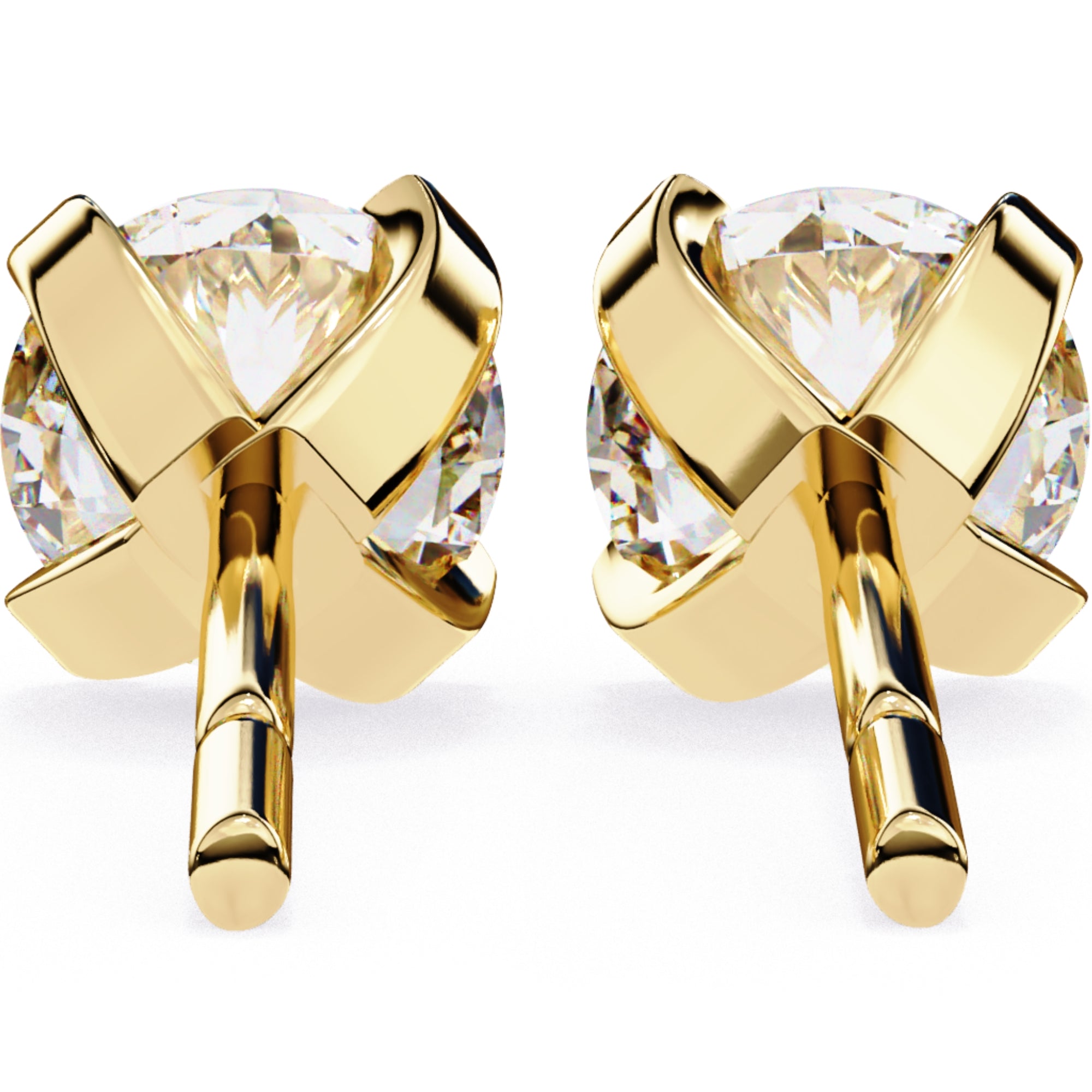 Cercei Stud L&#39;Arte din Aur 14k cu Diamante Naturale Tăietură Briliant de 2.5 ct din 14K Aur Galben - Castelo.ro