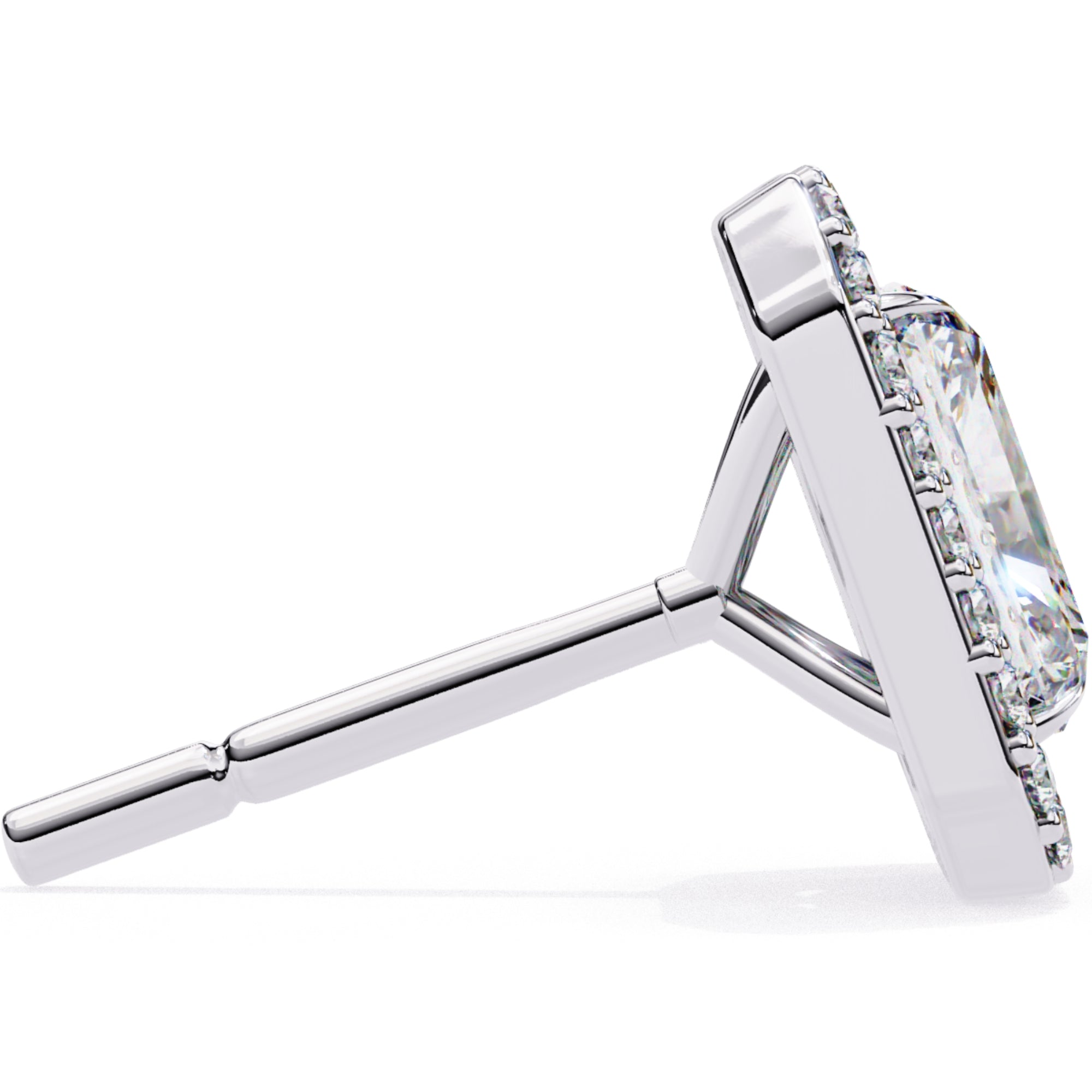 Cercei Stud Radiant Eiffel din Aur 14k cu Moissanite de 0.95 ct din 14K Aur Alb - Castelo.ro
