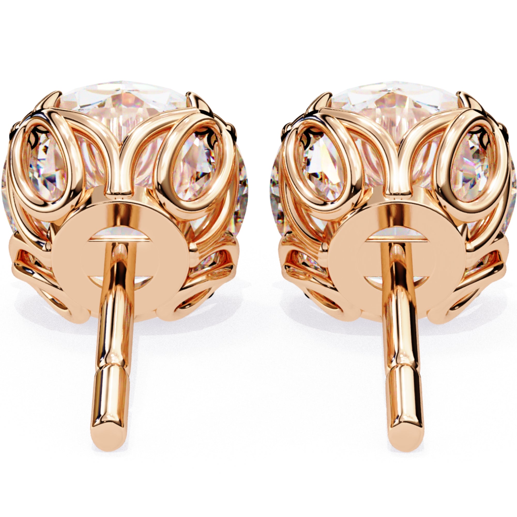 Cercei Stud Excalibur cu Moissanite Tăietură Briliant de 2.5 ct din 18K Aur Roz - Castelo.ro