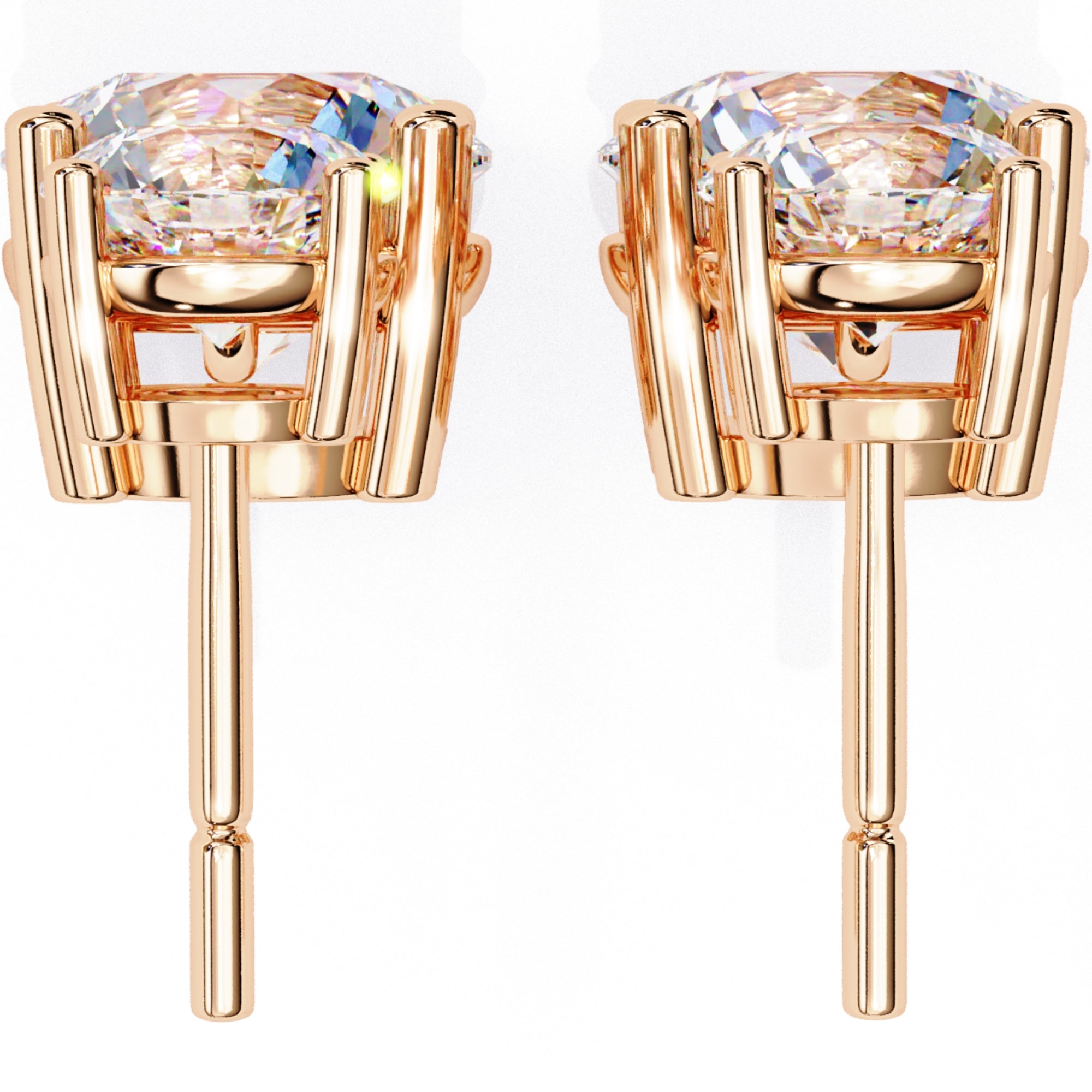 Cercei Drop Stud din Aur 14k Cu Moissanite Tăietură Briliant de 3.7 ct din 14K Aur Roz - Castelo.ro