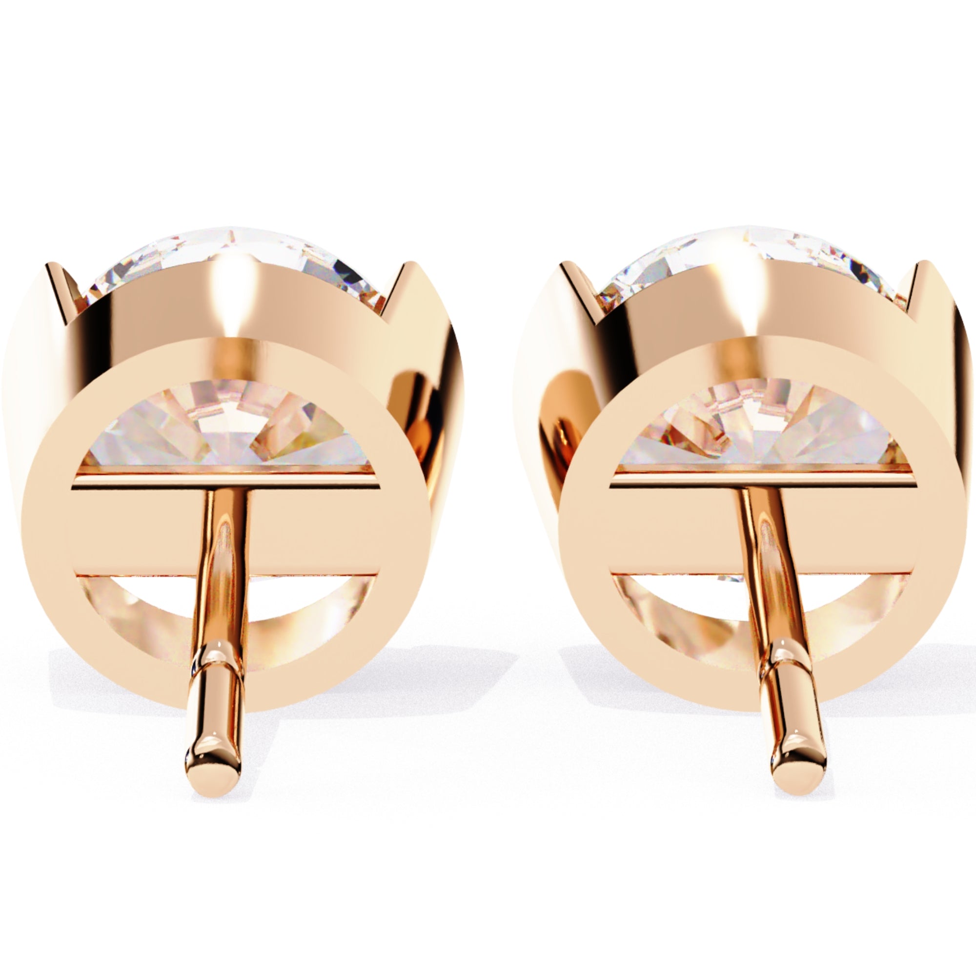 Cercei Stud Bezel Rio din Aur 14k cu Moissanite Tăietură Briliant de 2.5 ct din 14K Aur Galben - Castelo.ro