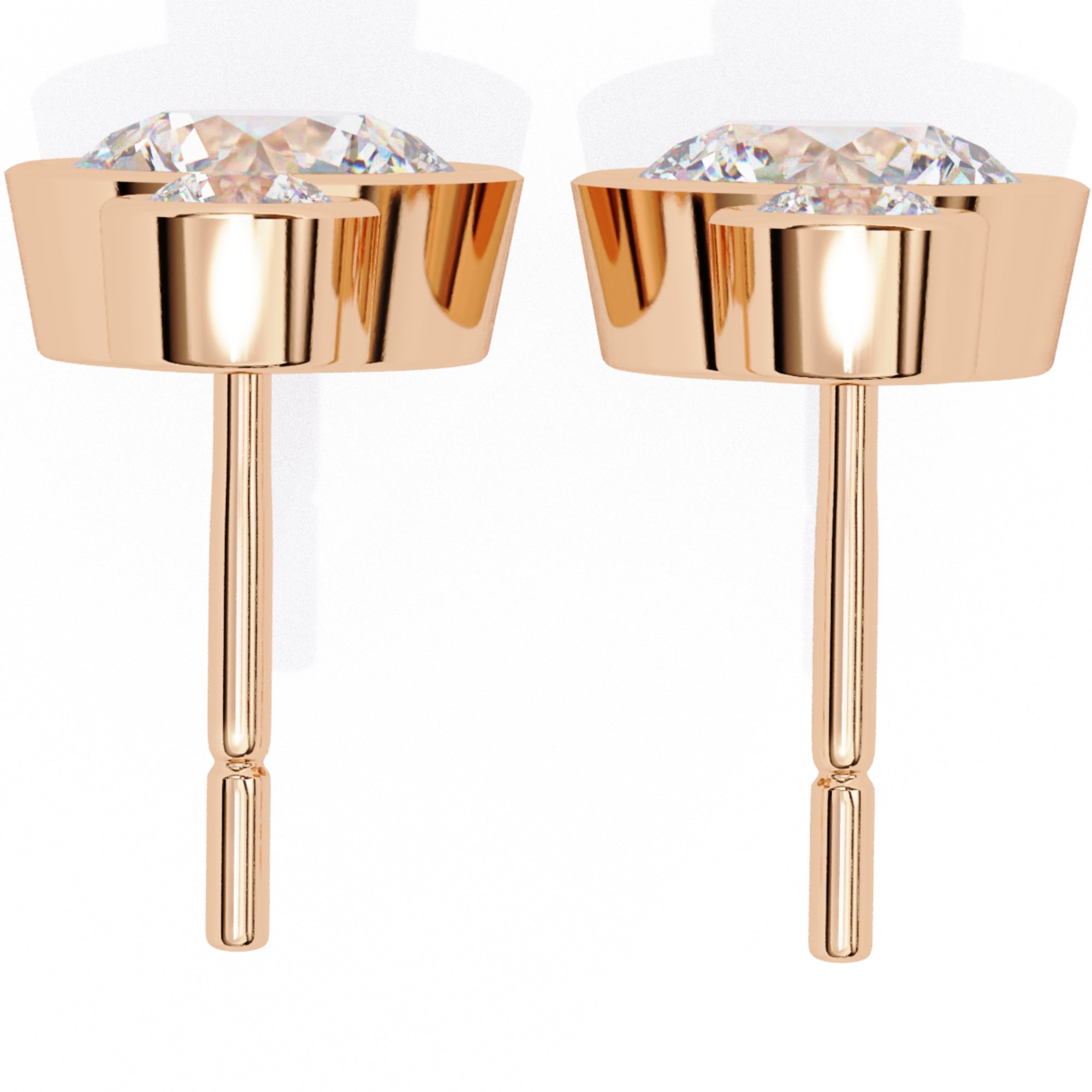 Cercei Solitaire Bezel Drop cu Diamante Create în Laborator de 1.83 ct din 18K Aur Roz - Castelo.ro