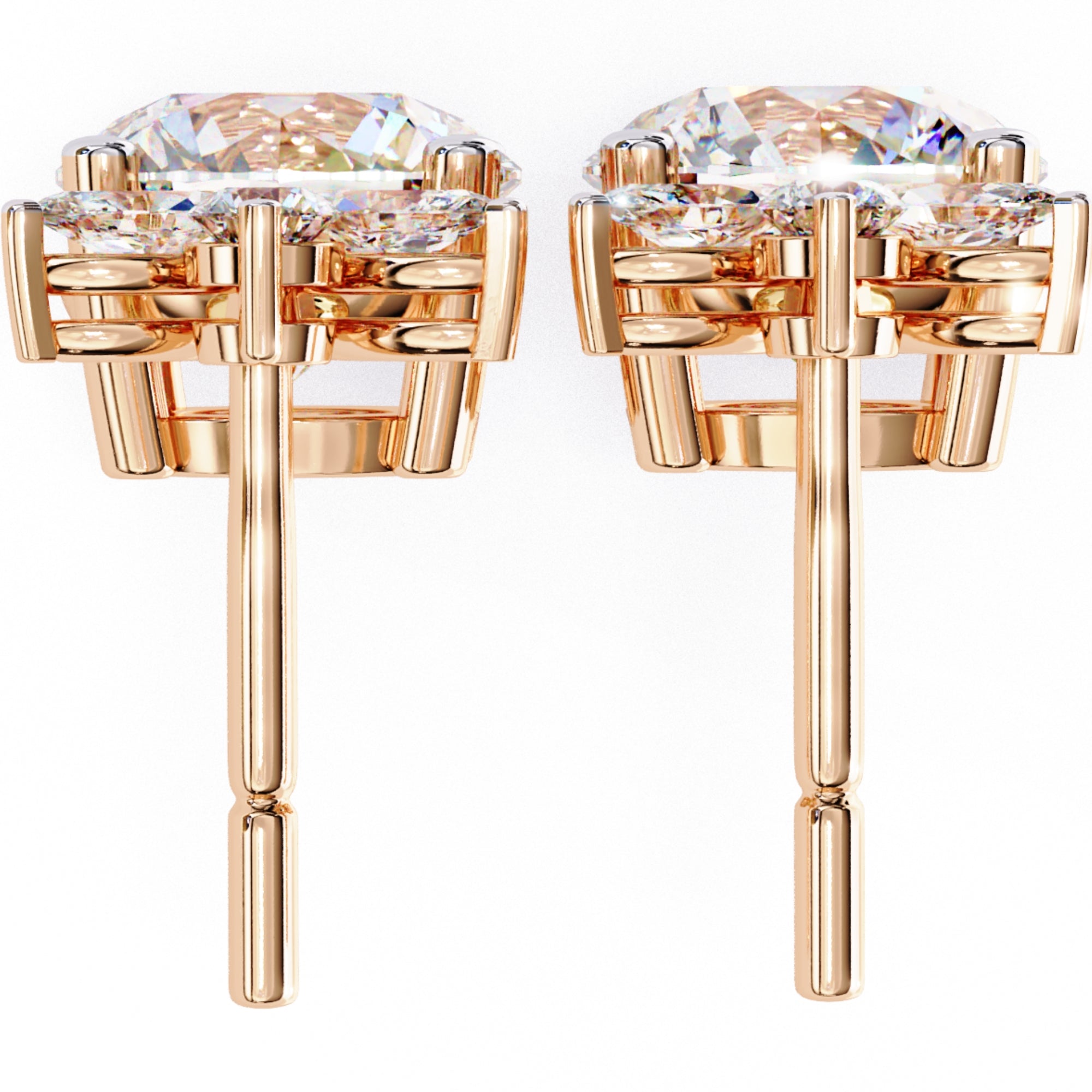 Cercei Stud Royal Solitaire Drop din Aur 14k cu Moissanite de 2.02 ct