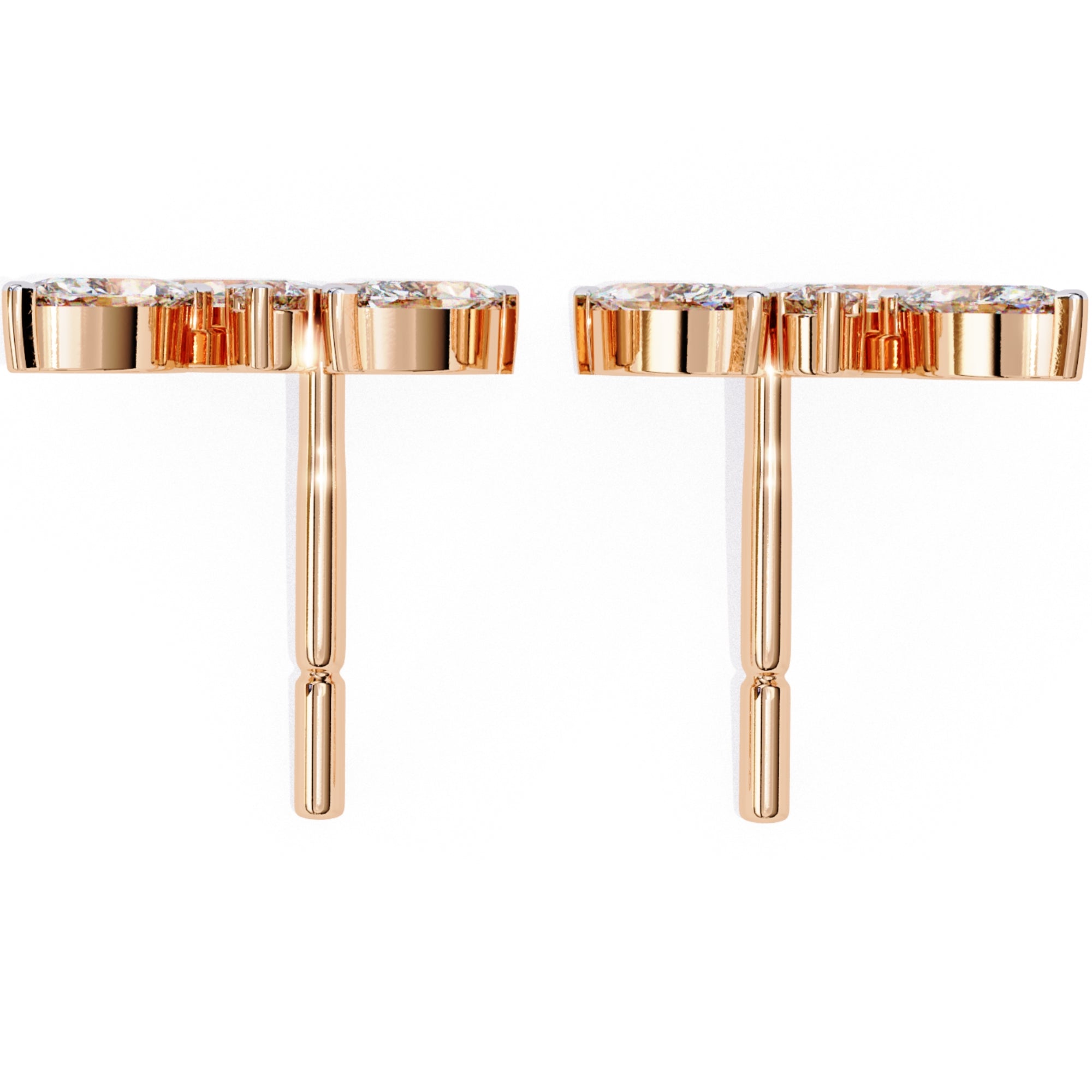 Cercei Stud Floral Branch din Aur 14k cu Diamante Create în Laborator de 0.35 ct din 14K Aur Roz - Castelo.ro