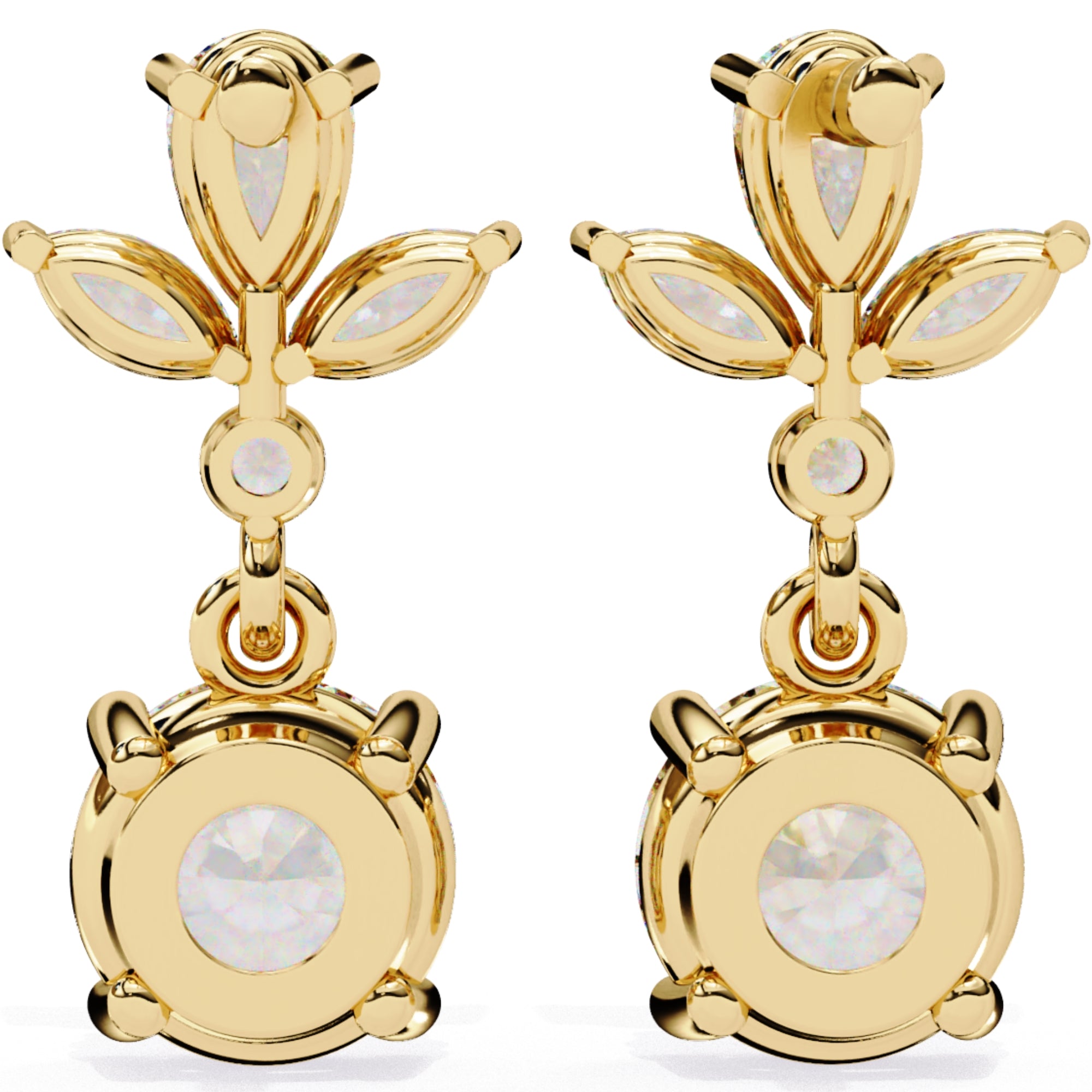 Cercei Stud Solitaire Drop cu Diamante Naturale de 1.16 ct din 18K Aur Galben - Castelo.ro