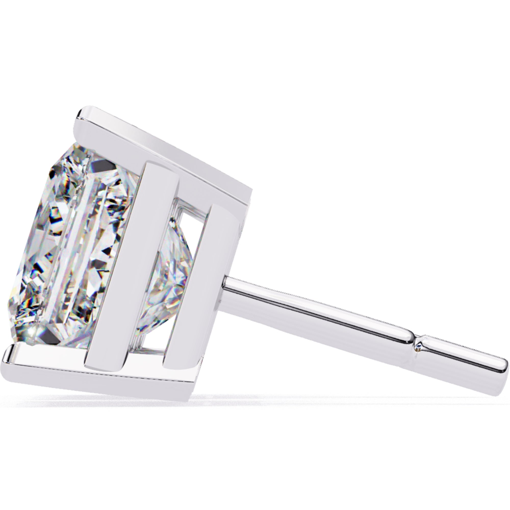 Cercei Stud Imperial din Aur 14k cu Moissanite Tăietură Princess de 3 ct din 14K Aur Alb - Castelo.ro