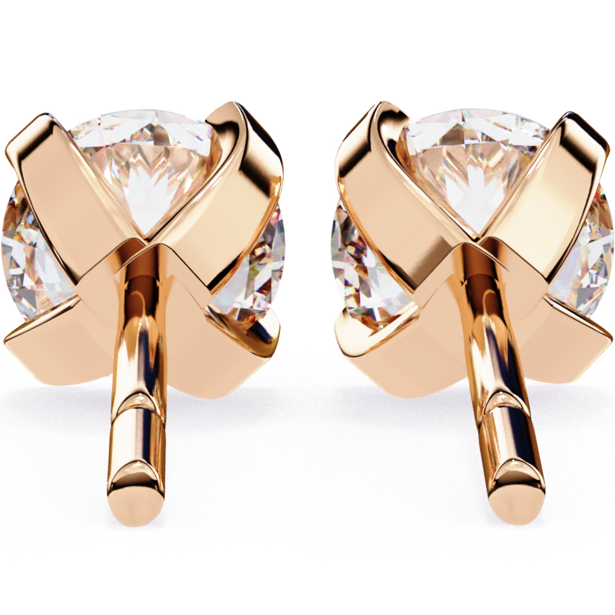Cercei Stud L&#39;Arte din Aur 14k cu Diamante Naturale Tăietură Briliant de 2.5 ct din 14K Aur Roz - Castelo.ro