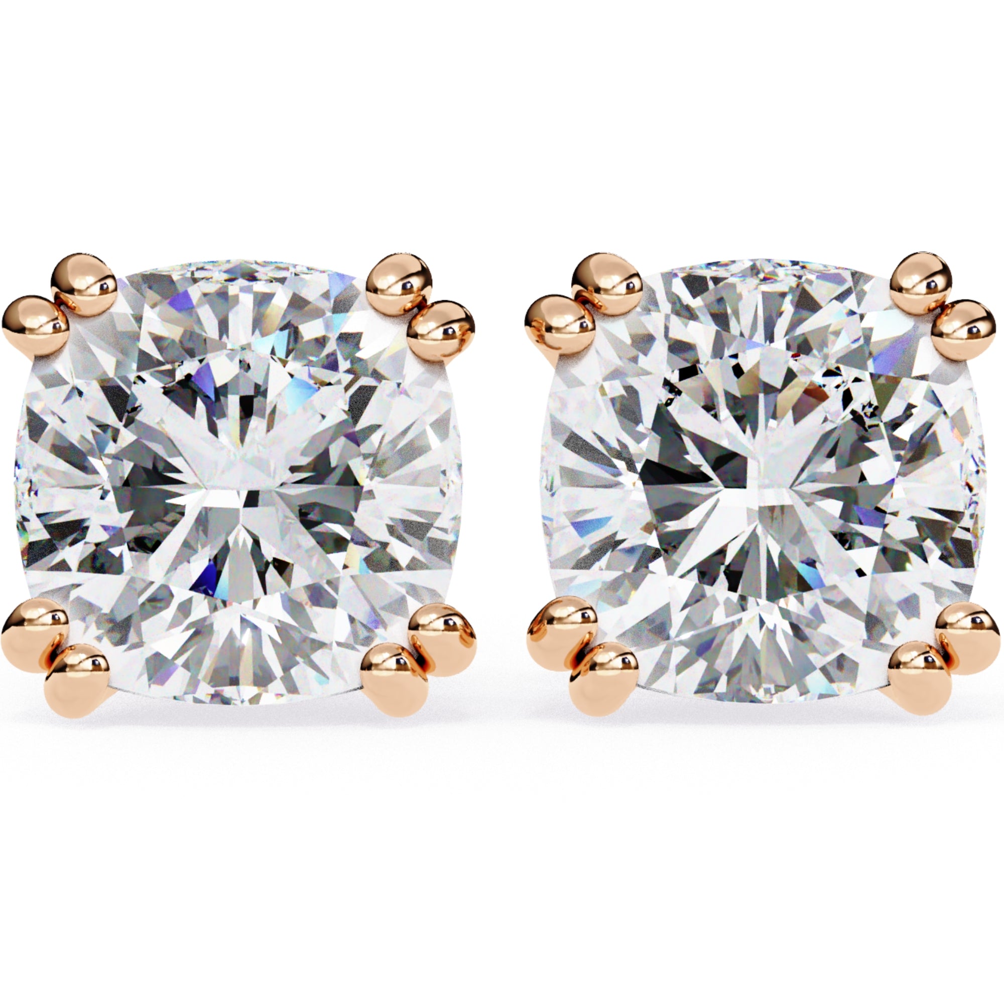 Cercei Stud Monaco cu Moissanite Tăietură Cushion Square de 2.2 ct din 18K Aur Roz - Castelo.ro