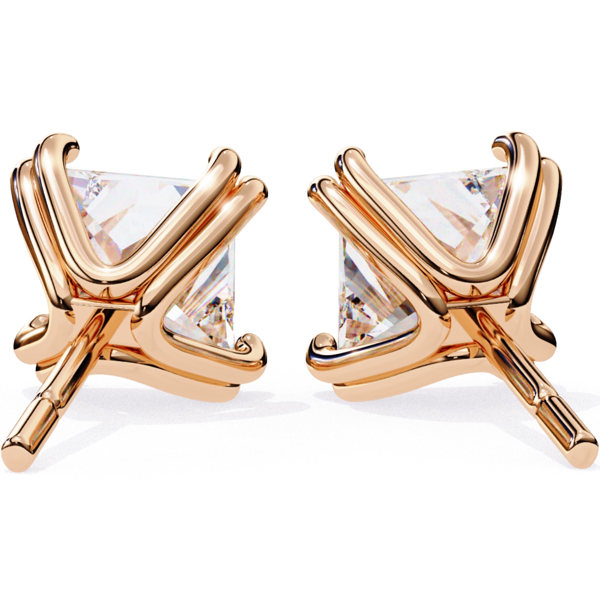 Cercei Stud Lumiere din Aur 14k cu Diamante Create în Laborator Tăietură Princess de 3 ct din 14K Aur Roz - Castelo.ro