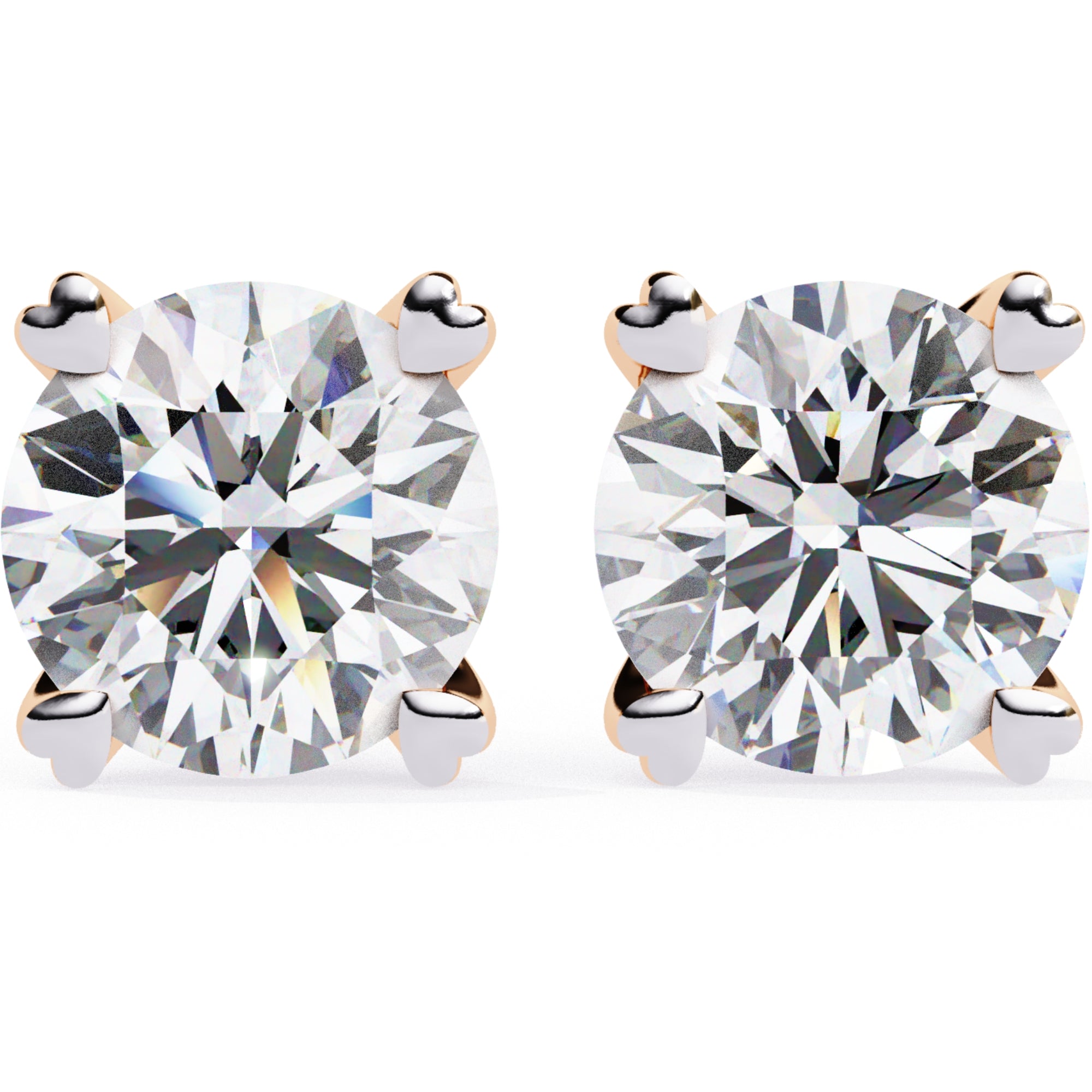 Cercei Stud Solitaire Heart din Aur 14k cu Moissanite de 2.57 ct