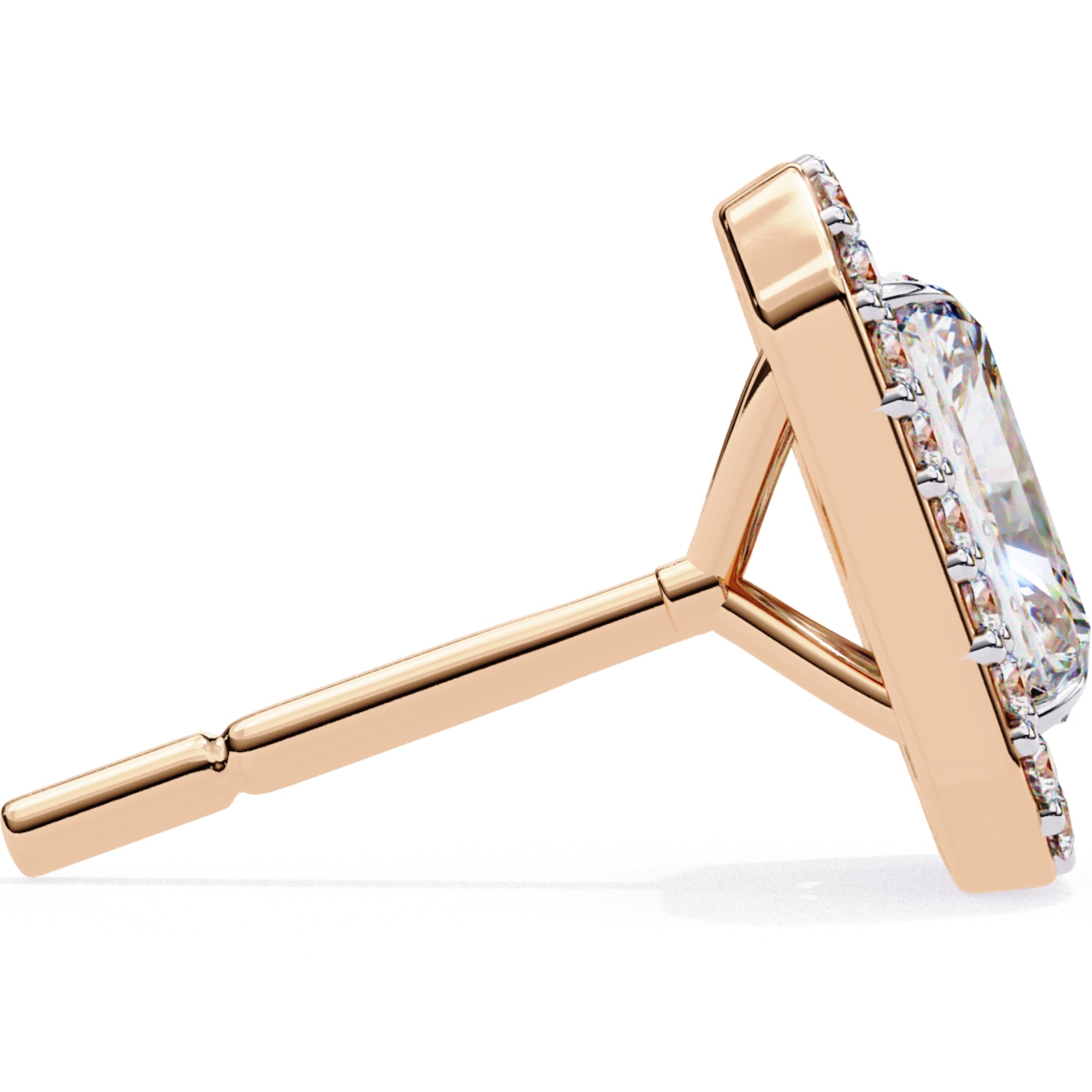 Cercei Stud Radiant Eiffel cu Moissanite de 0.95 ct din 18K Aur Roz - Castelo.ro