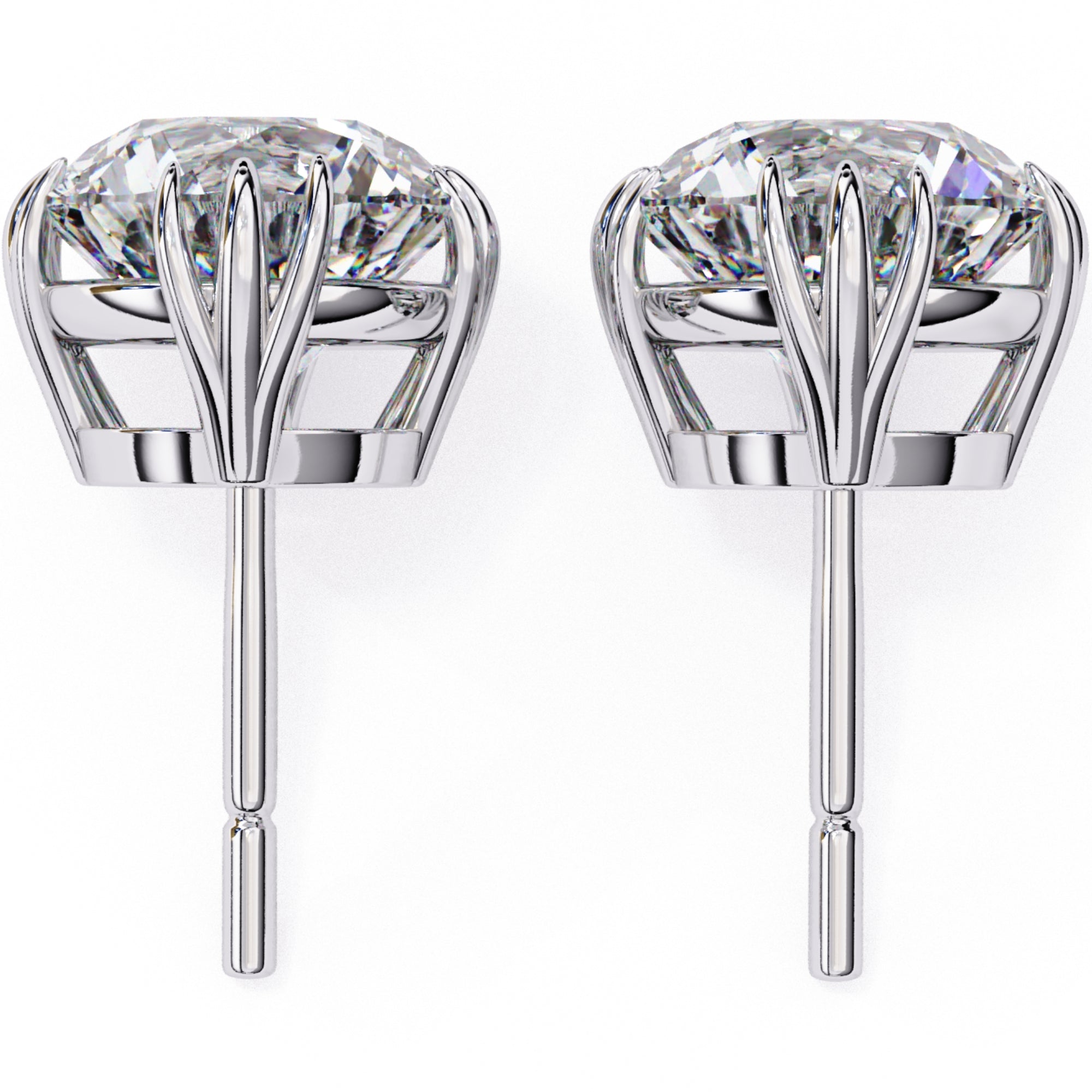 Cercei Stud Imperial din Aur 14k cu Moissanite Tăietură Briliant de 2.8 ct din 14K Aur Alb - Castelo.ro