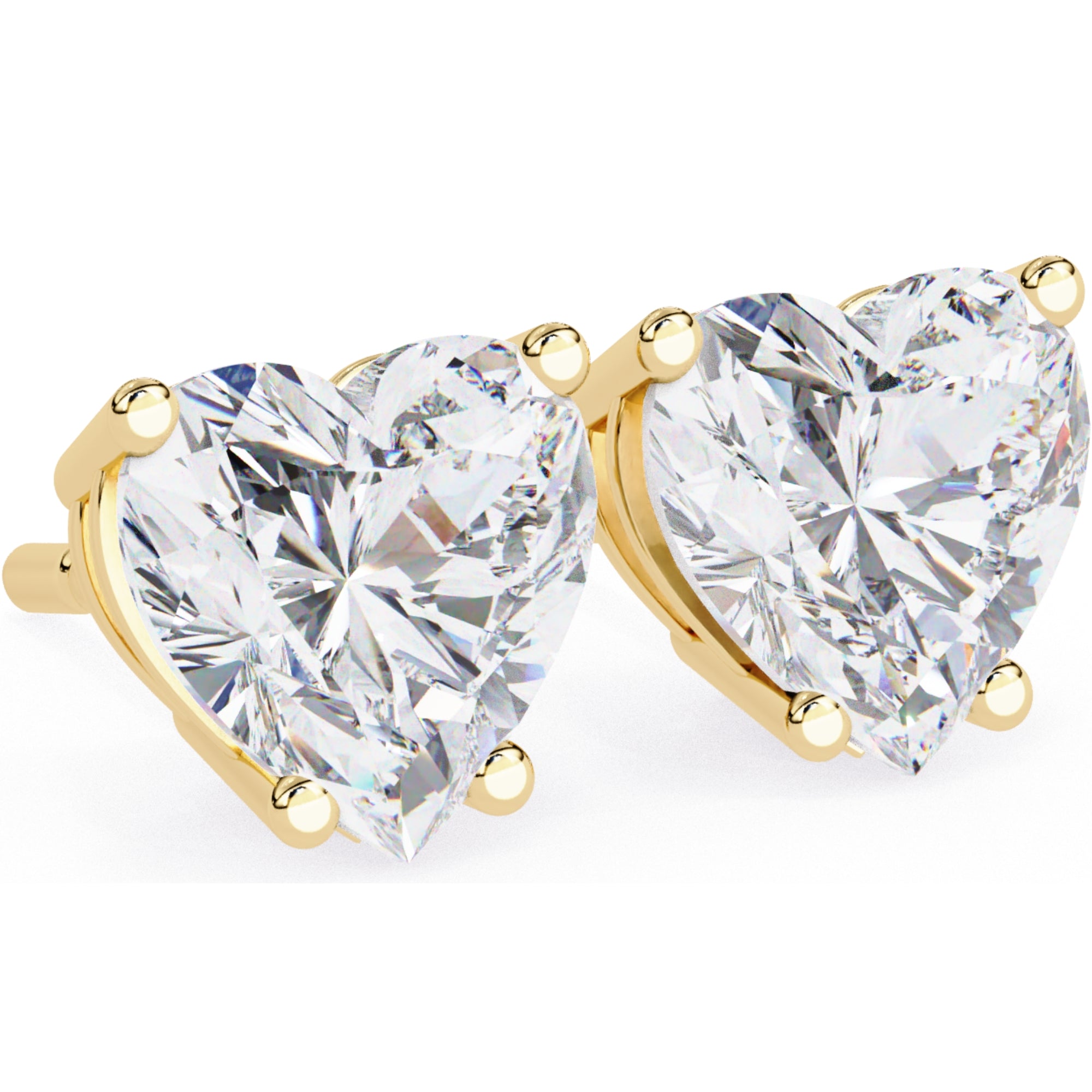 Cercei Stud Inima din Aur 14k cu Moissanite Tăietură Heart de 2.4 ct din 14K Aur Galben - Castelo.ro