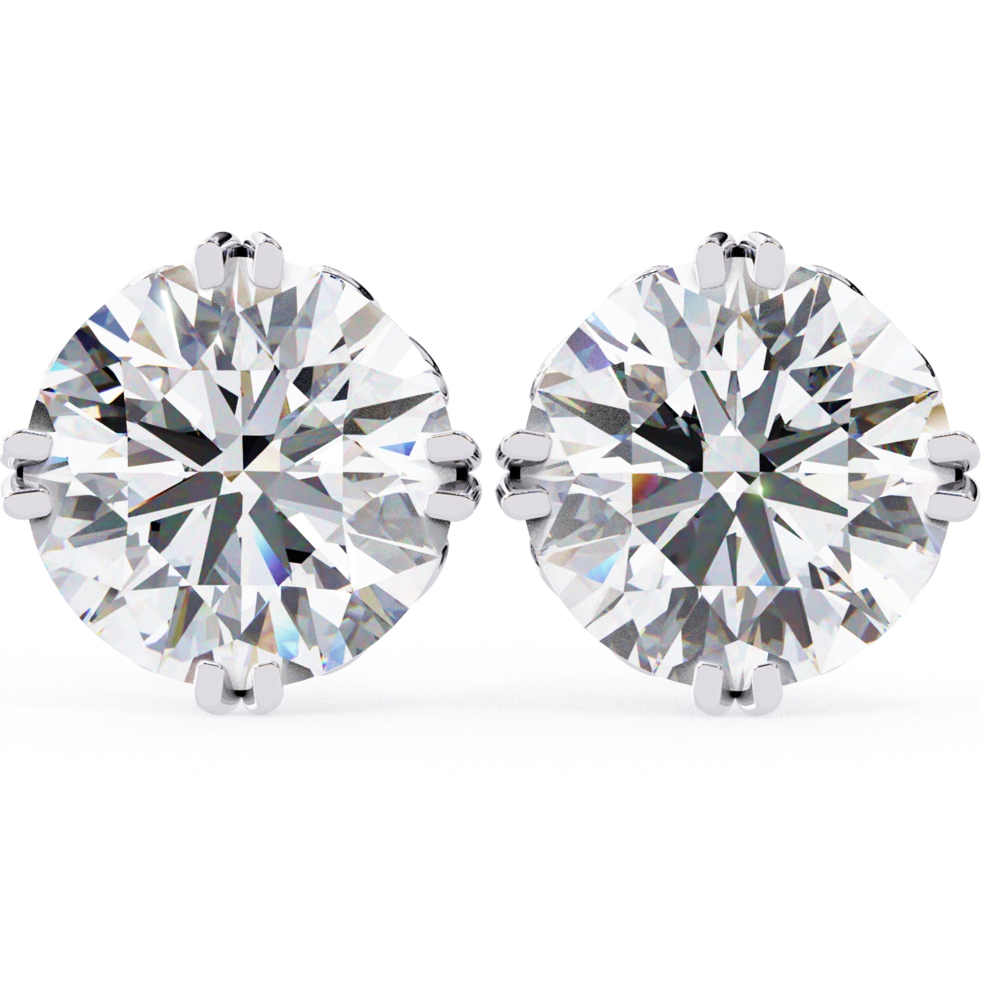 Cercei Stud La Reina din Aur 14k cu Diamante Naturale Tăietură Briliant de 2.5 ct din 14K Aur Alb - Castelo.ro